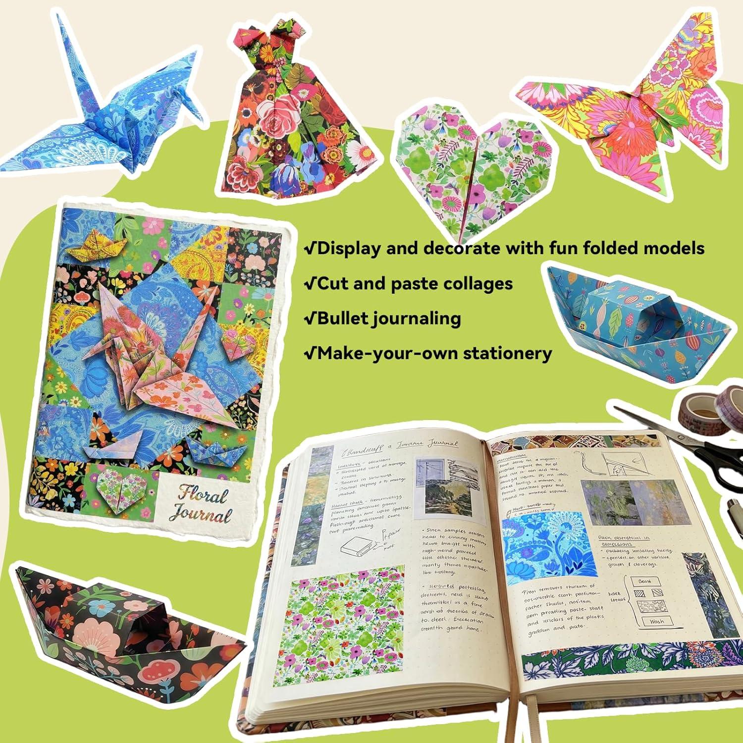 JoyCat Origami Papers, 6×6 Inches – Floral & Botanical Origami Paper – 50 Sheets Double-Sided Vintage Flower Patterns, Retro Nature Folding Paper for Scrapbooking(Floral Botanical)