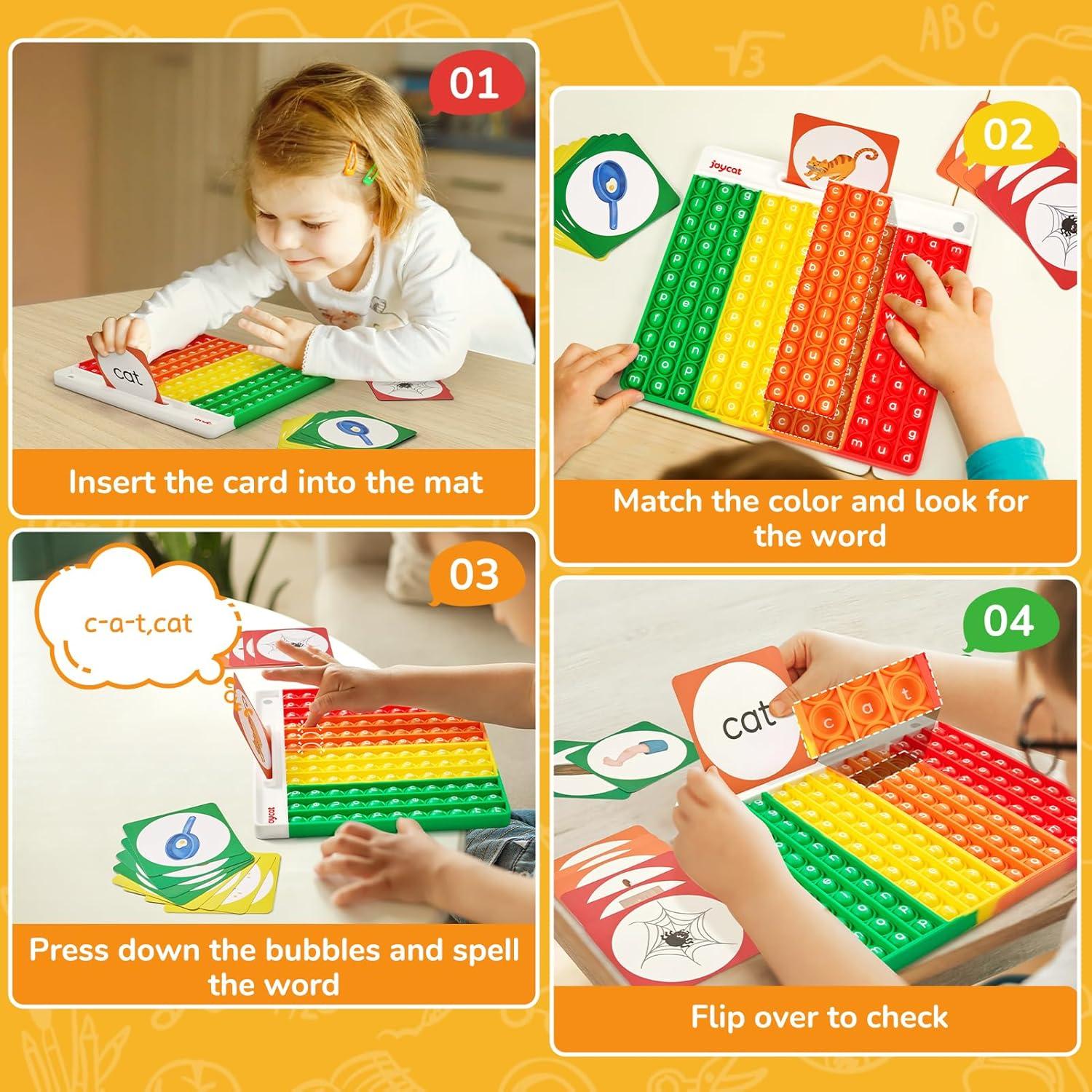CVC Word Games,Learn to Read in Weeks,Multisensory Reading & Phonics Game Ideal for Pre Kinderarten to 1st Grade-Homeschool Supplies-with 88 CVC Cards