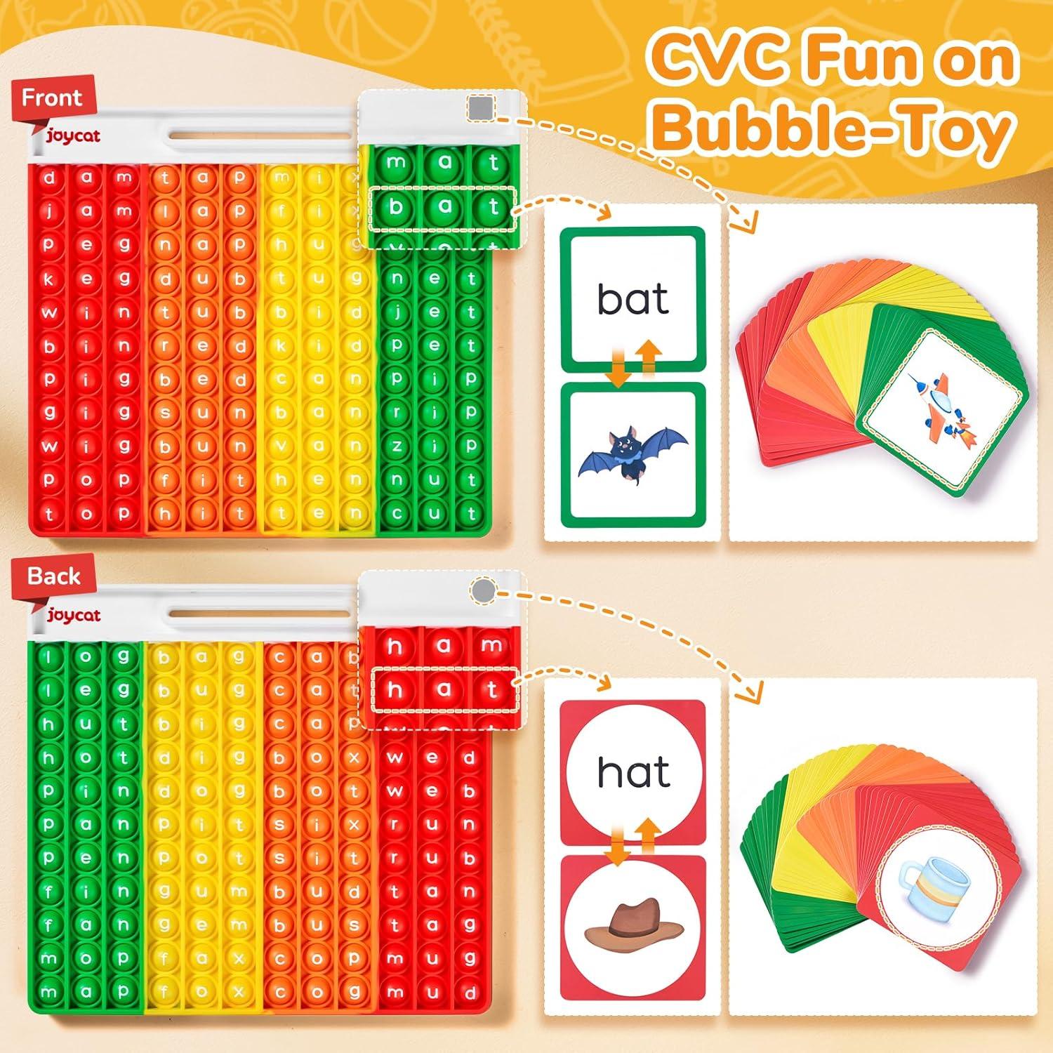 CVC Word Games,Learn to Read in Weeks,Multisensory Reading & Phonics Game Ideal for Pre Kinderarten to 1st Grade-Homeschool Supplies-with 88 CVC Cards