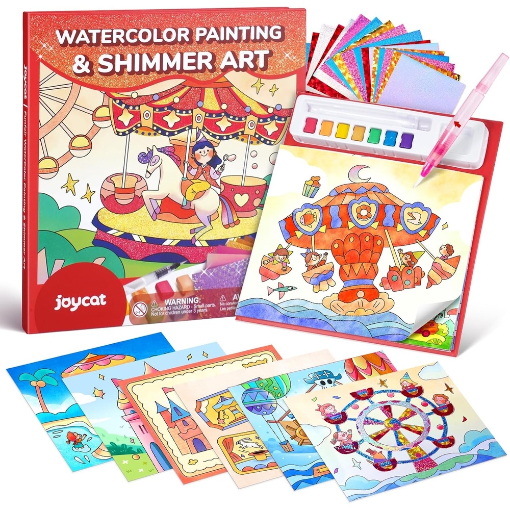 JoyCat Paint with Water Coloring Books & Shimmer Art (Bugs & Blossoms)(Funfair)