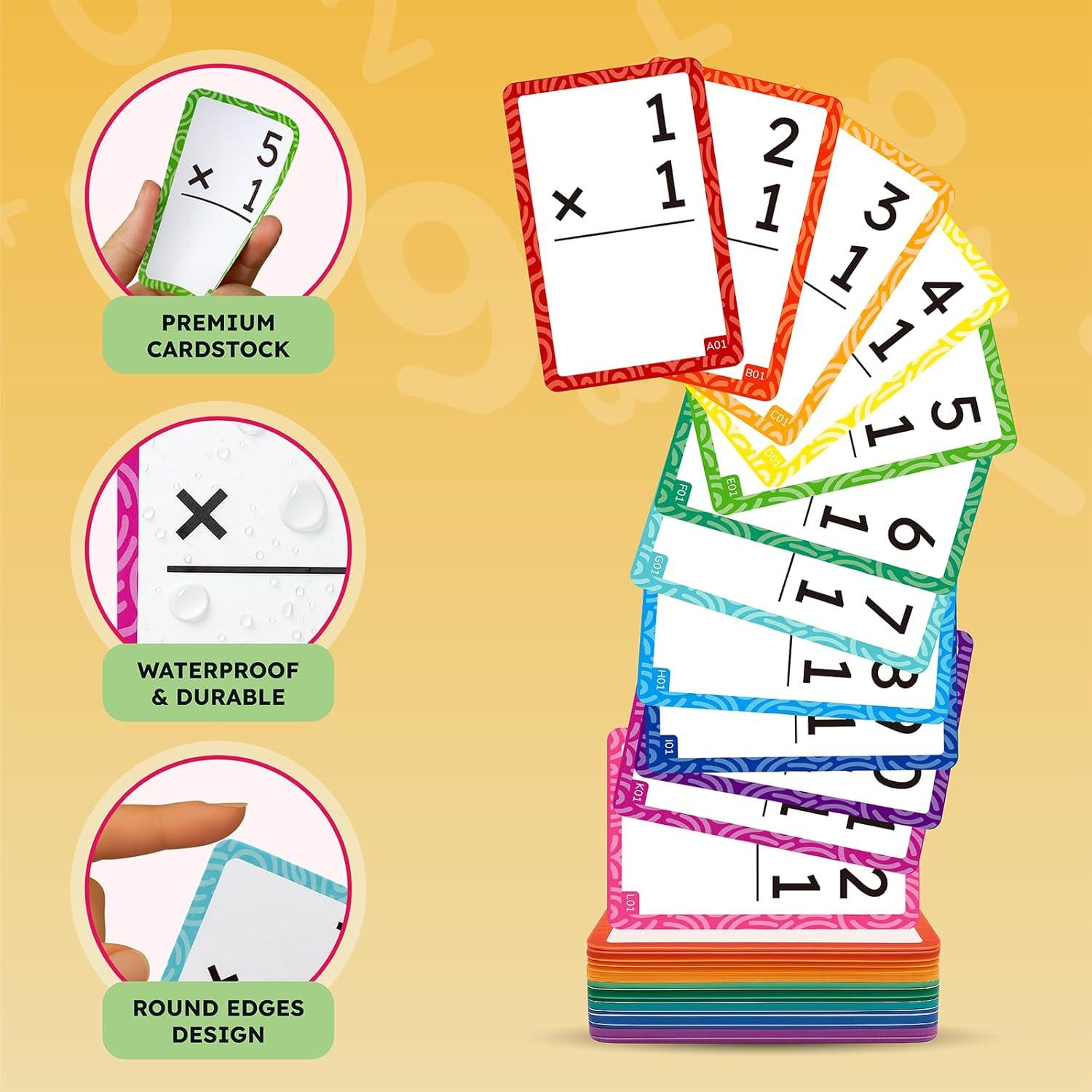 JoyCat 288 Math Flash Cards Set of 4- Multiplication, Division, Addition and Subtraction Flashcards for Kids 1st 2nd 3rd 4th 5th Grade or Kindergarten Homeschool Supplies(Multiplication Flash Cards)