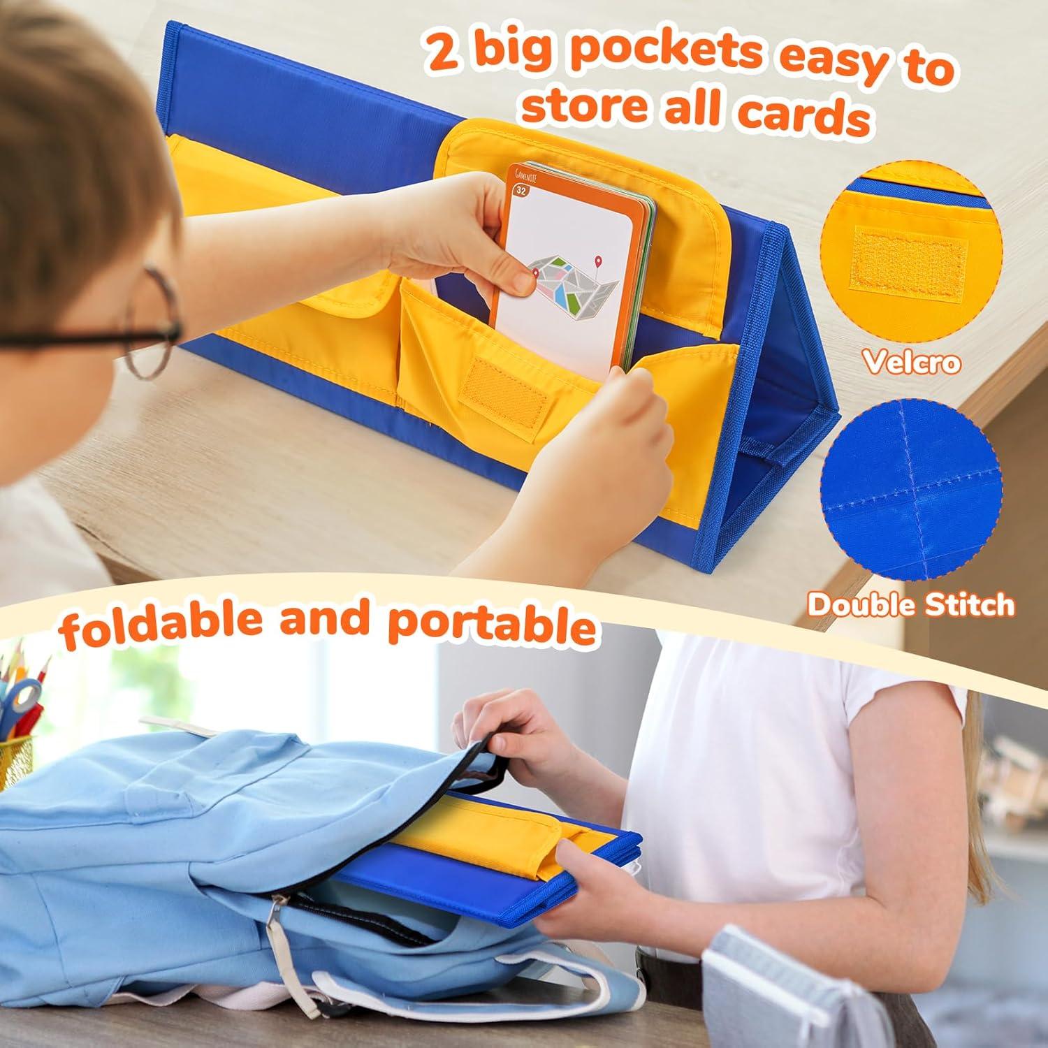 Gamenote Word Building Desktop Pocket Chart Tent Flash Cards Kit – CVC Words Phonics Games Blending Board for Kindergarten Reading and Spelling(CVC)