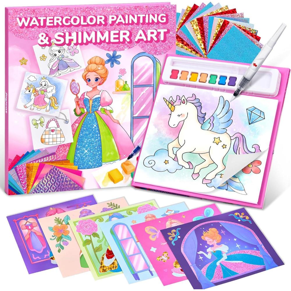 JoyCat Paint with Water Coloring Books, Art & Craft Activity, No Mess Art for Kids Ages 4-8, Craft Kits & Supplies, DIY Creative Activity, Gifts for Girls & Boys (Christmas)(Princess & Magical Pony 1)