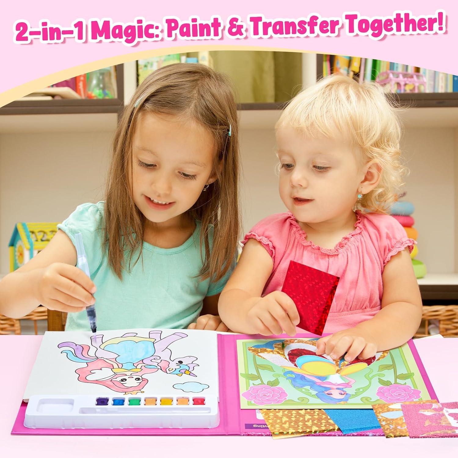 JoyCat Paint with Water Coloring Books, Art & Craft Activity, No Mess Art for Kids Ages 4-8, Craft Kits & Supplies, DIY Creative Activity, Gifts for Girls & Boys (Christmas)(Princess & Magical Pony 1)