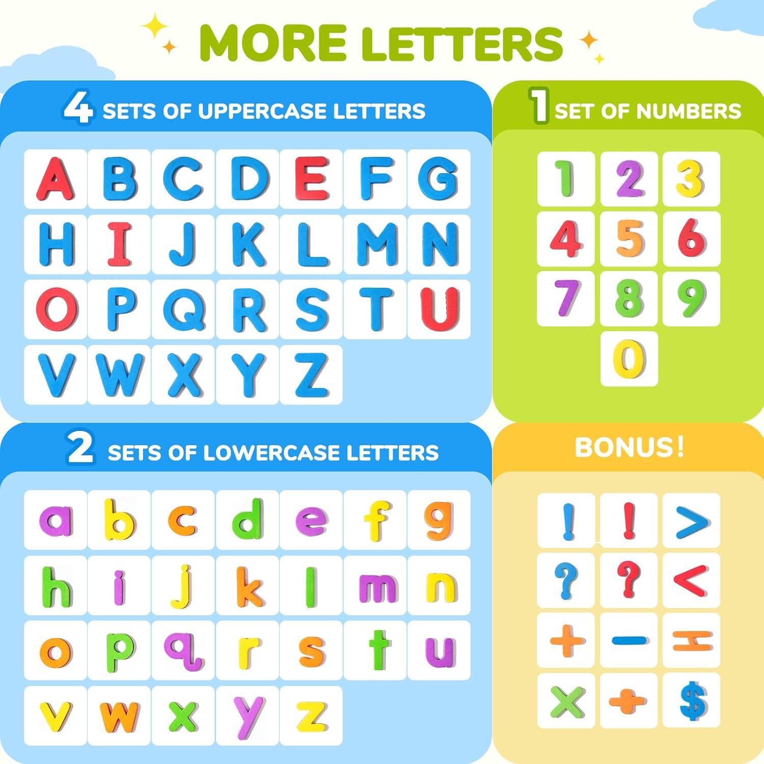 Gamenote Classroom Magnetic Alphabet Letters Kit 238 Pcs with Double – Side Magnet Board – Foam Alphabet Letters for Preschool Kids Toddler Spelling and Learning Colorful ABC Education Fridge Magnets(178PCS)