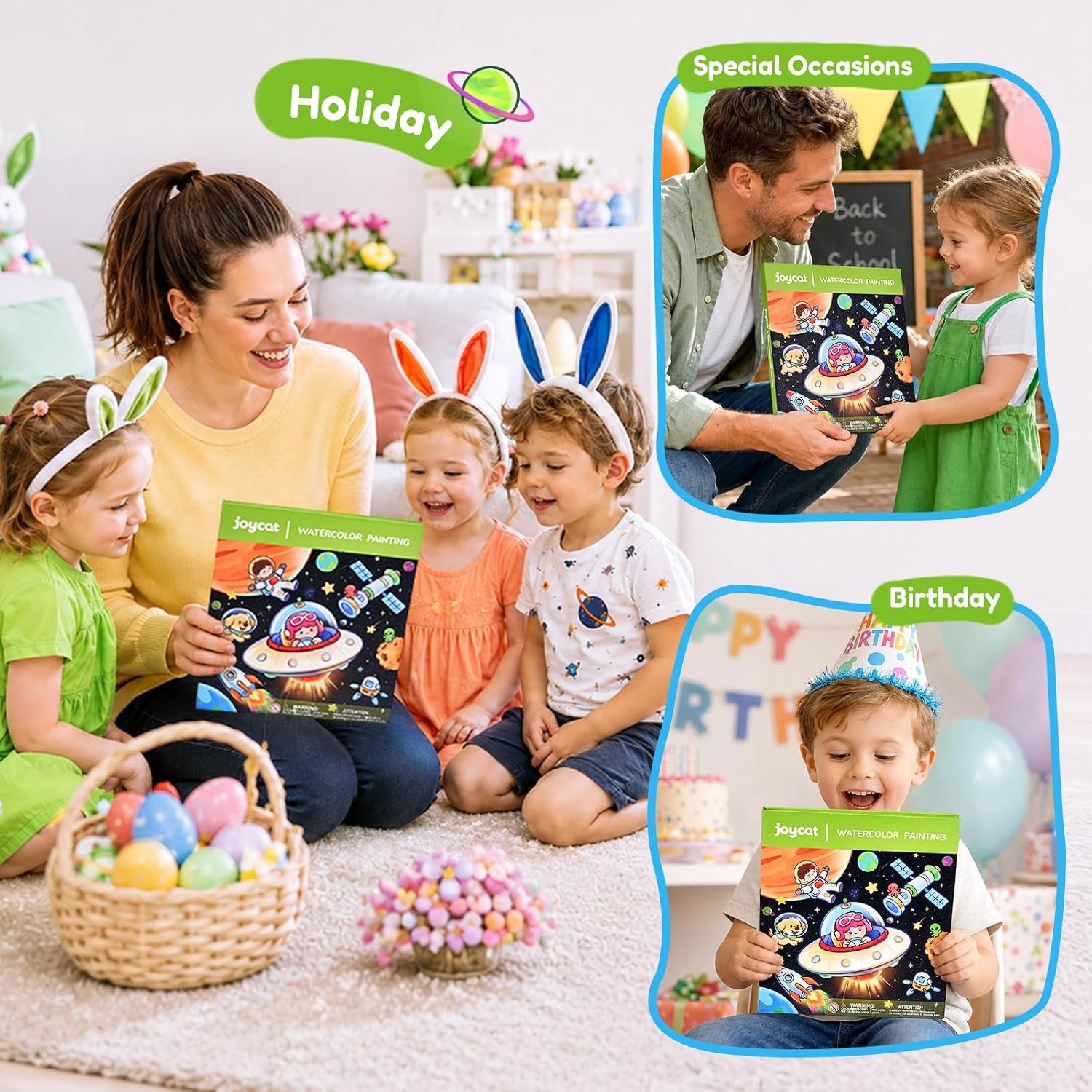 JoyCat Paint with Water Coloring Books for Toddlers (Bugs & Blossoms)(Space)