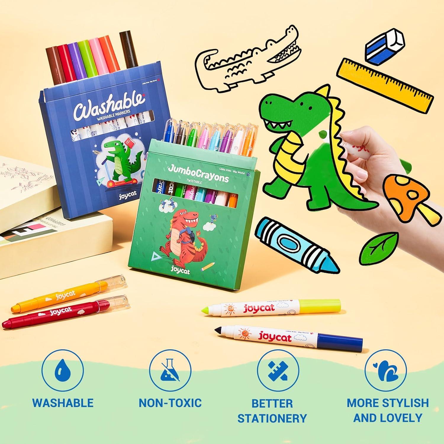 46-Piece Washable Back to School Supplies Gift Kit for Kids-Dinosaur Essential First Day Gift Set for Kindergarten & Elementary, Art Supplies & Refillable Tools, Ideal Kids Stationery Set for Boys.(Dinosaur 46-piece set)
