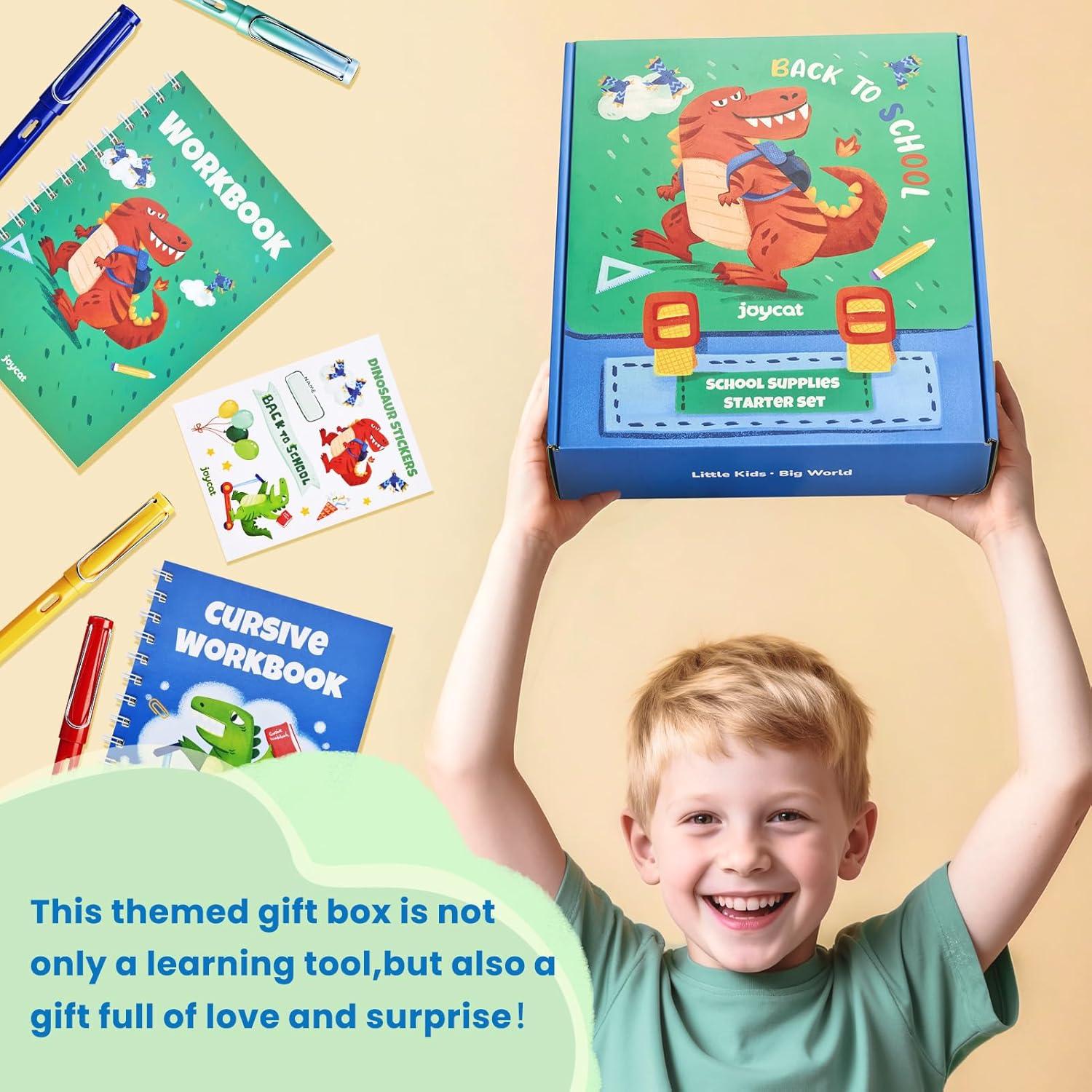 46-Piece Washable Back to School Supplies Gift Kit for Kids-Dinosaur Essential First Day Gift Set for Kindergarten & Elementary, Art Supplies & Refillable Tools, Ideal Kids Stationery Set for Boys.(Dinosaur 46-piece set)