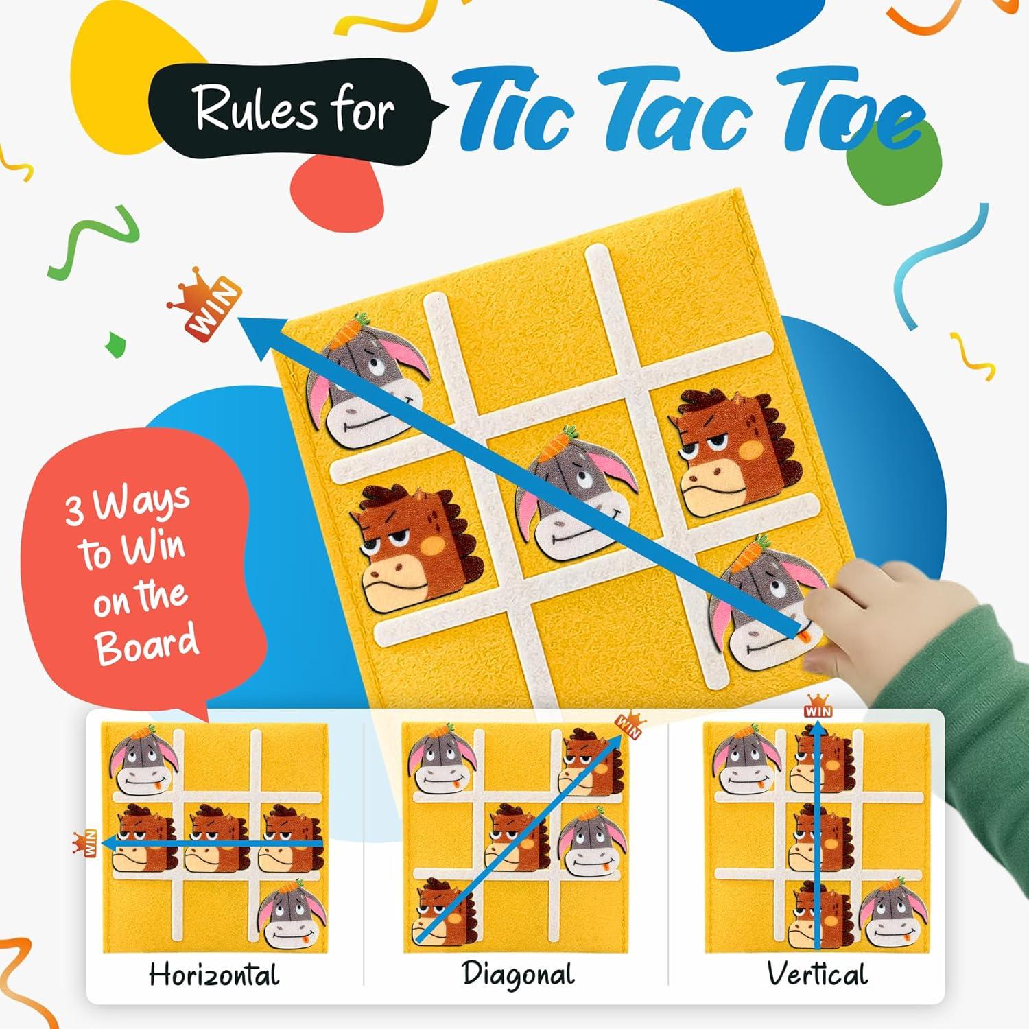 JoyCat Tic Tac Toe Mini Board Game Toy for Kids and Family,Birthday Party Favors,Goody Bag,Fun Indoor Game Night Activity,Gifts for Students,Easy to Store(Bulk Pack of 12)(Farm)