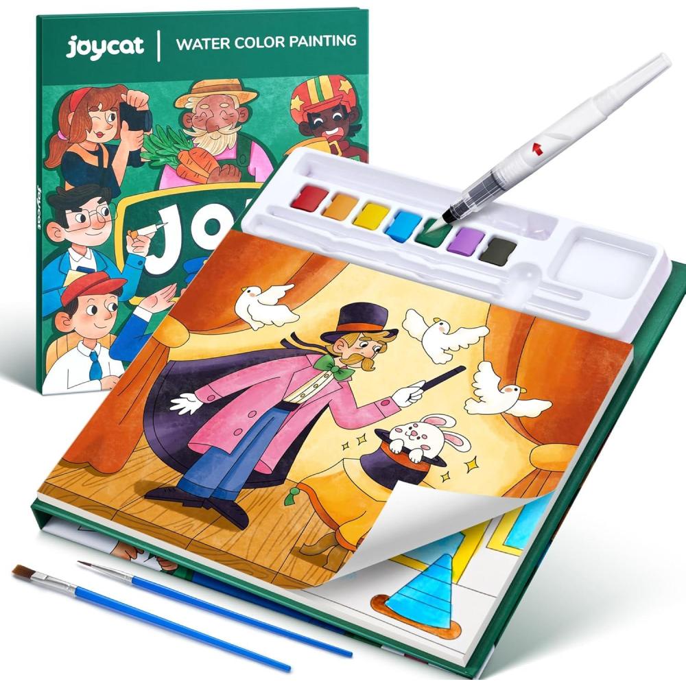 JoyCat Paint with Water Coloring Books for Toddlers, Watercolor Painting Sets for Kids Ages 3-5 4-8, Arts and Crafts Drawing Activities Toy Birthday Gift for Boys Girls (Comics)(Occupations)