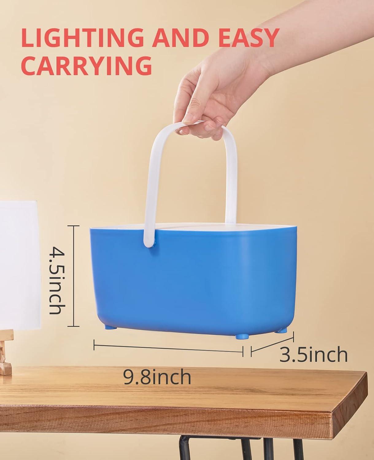 GAMENOTE Paint Brush Cleaner – Paint Brush Holder with Palette and Handle,Rinser for Acrylic, Watercolor, and Water-Based Paints, Painting Art Supply Storage Organizer (White+Grey)(Blue)