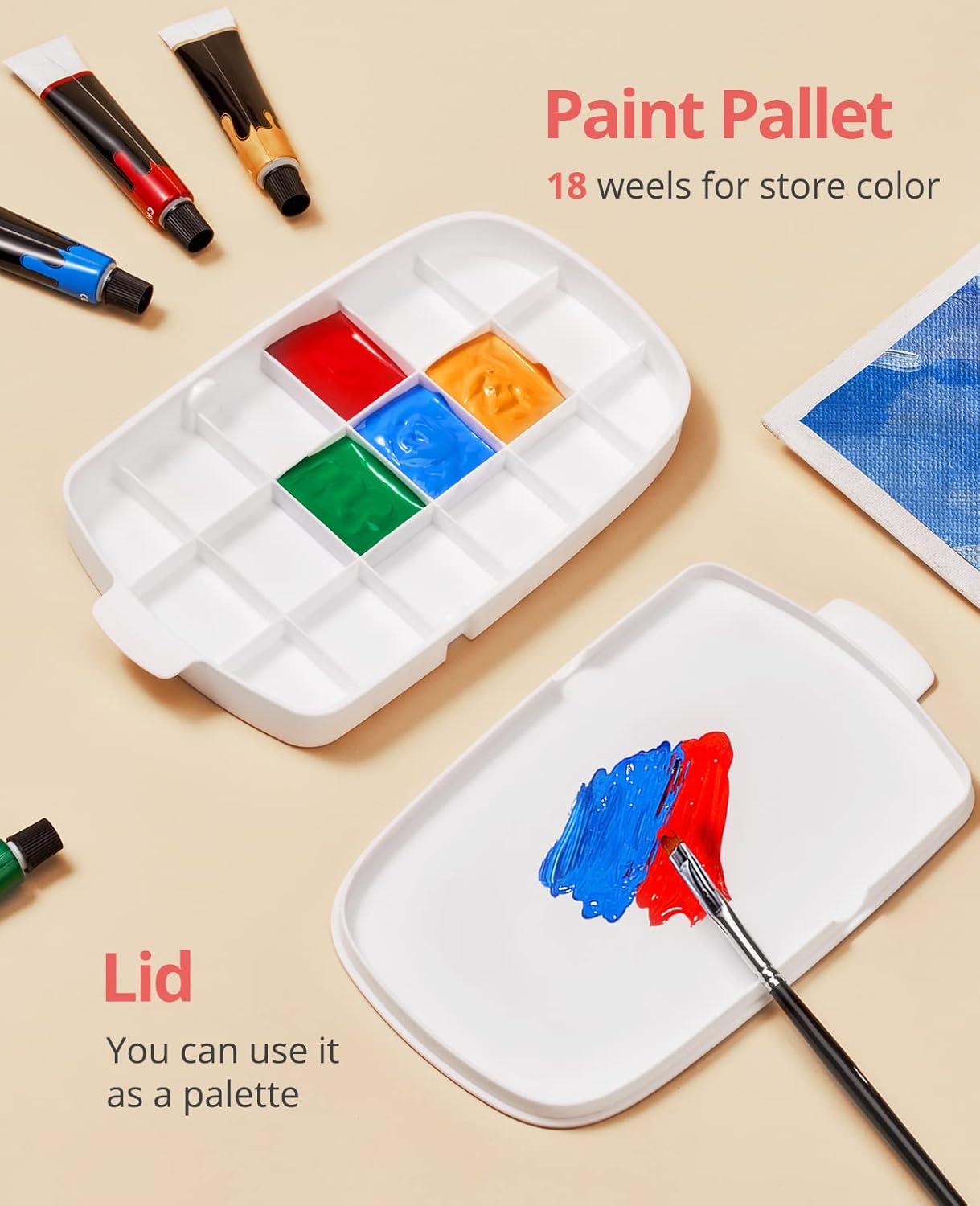 GAMENOTE Paint Brush Cleaner – Paint Brush Holder with Palette and Handle,Rinser for Acrylic, Watercolor, and Water-Based Paints, Painting Art Supply Storage Organizer (White+Grey)(Blue)
