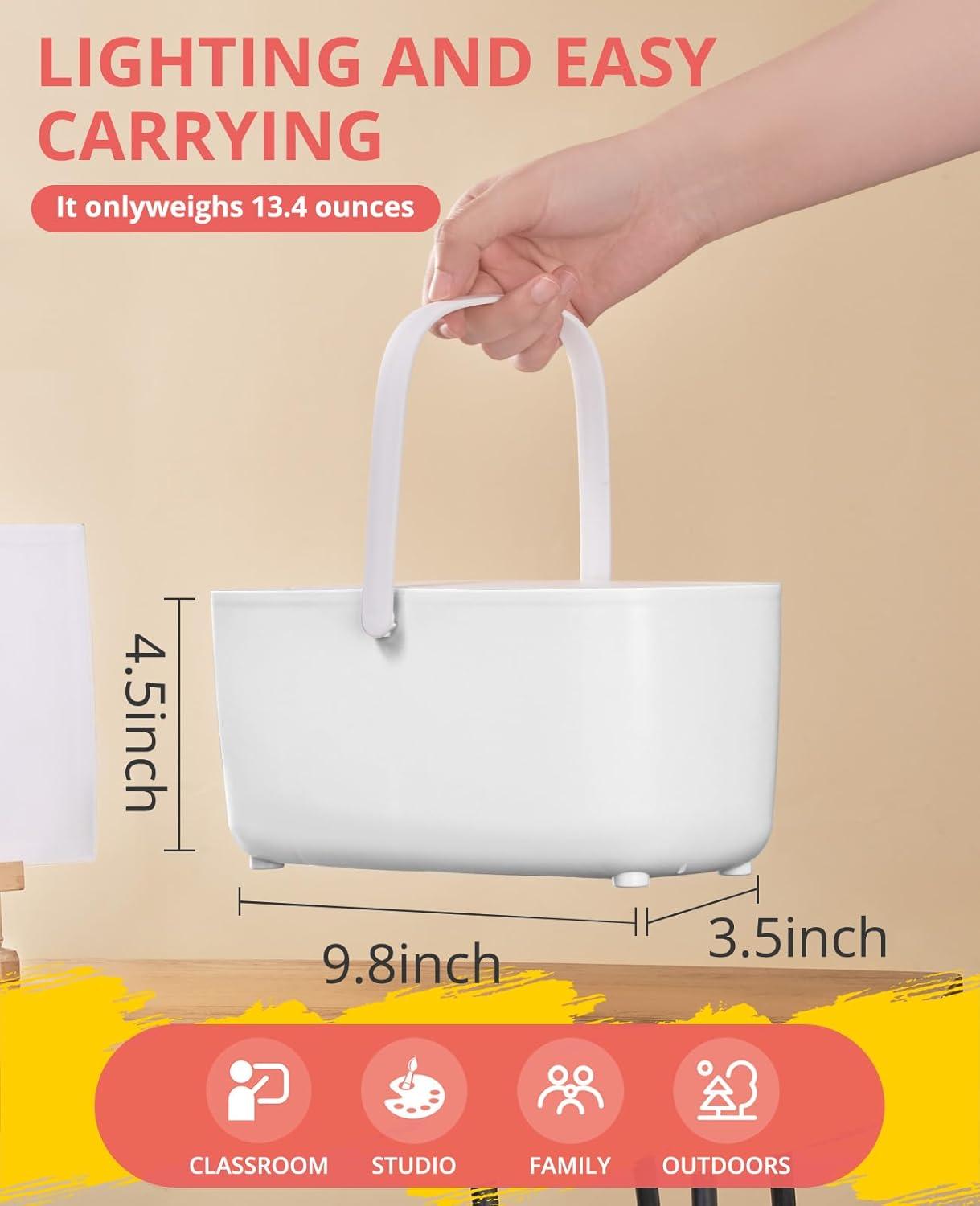 GAMENOTE Paint Brush Cleaner – Paint Brush Holder with Palette and Handle,Rinser for Acrylic, Watercolor, and Water-Based Paints, Painting Art Supply Storage Organizer (White+Grey)(White)