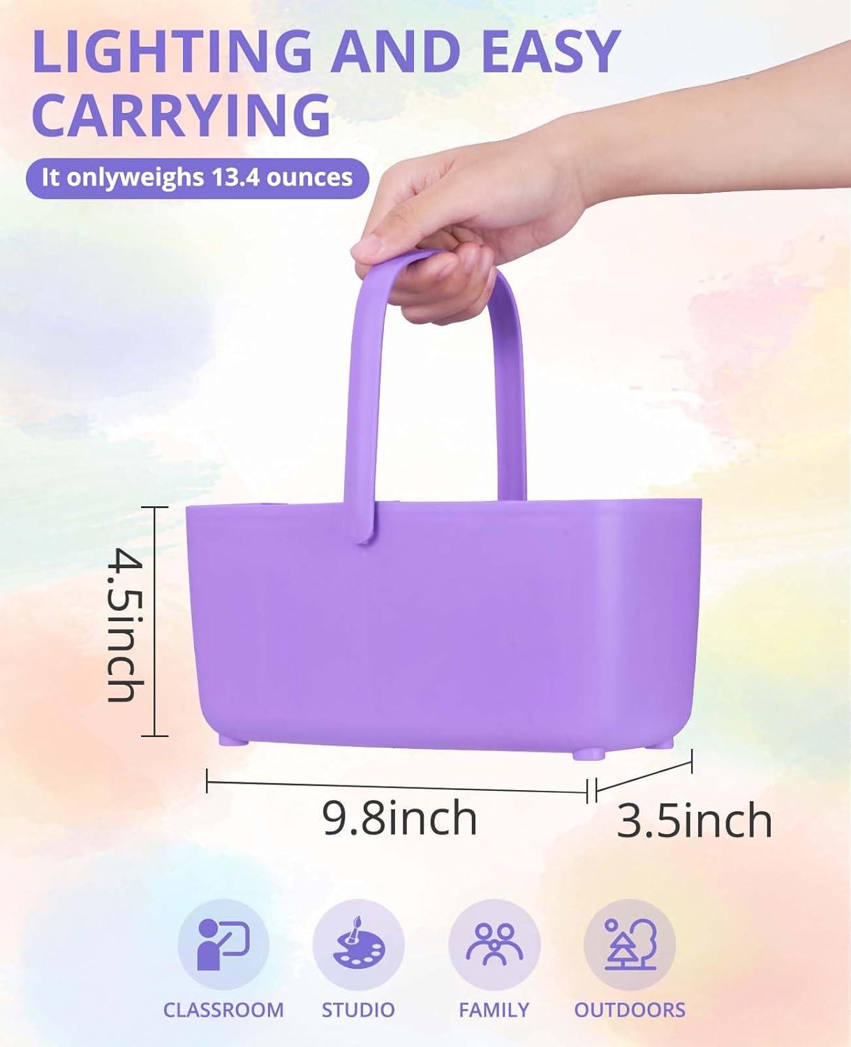 GAMENOTE Paint Brush Cleaner – Paint Brush Holder with Palette and Handle,Rinser for Acrylic, Watercolor, and Water-Based Paints, Painting Art Supply Storage Organizer (Blue+White)(Purple)