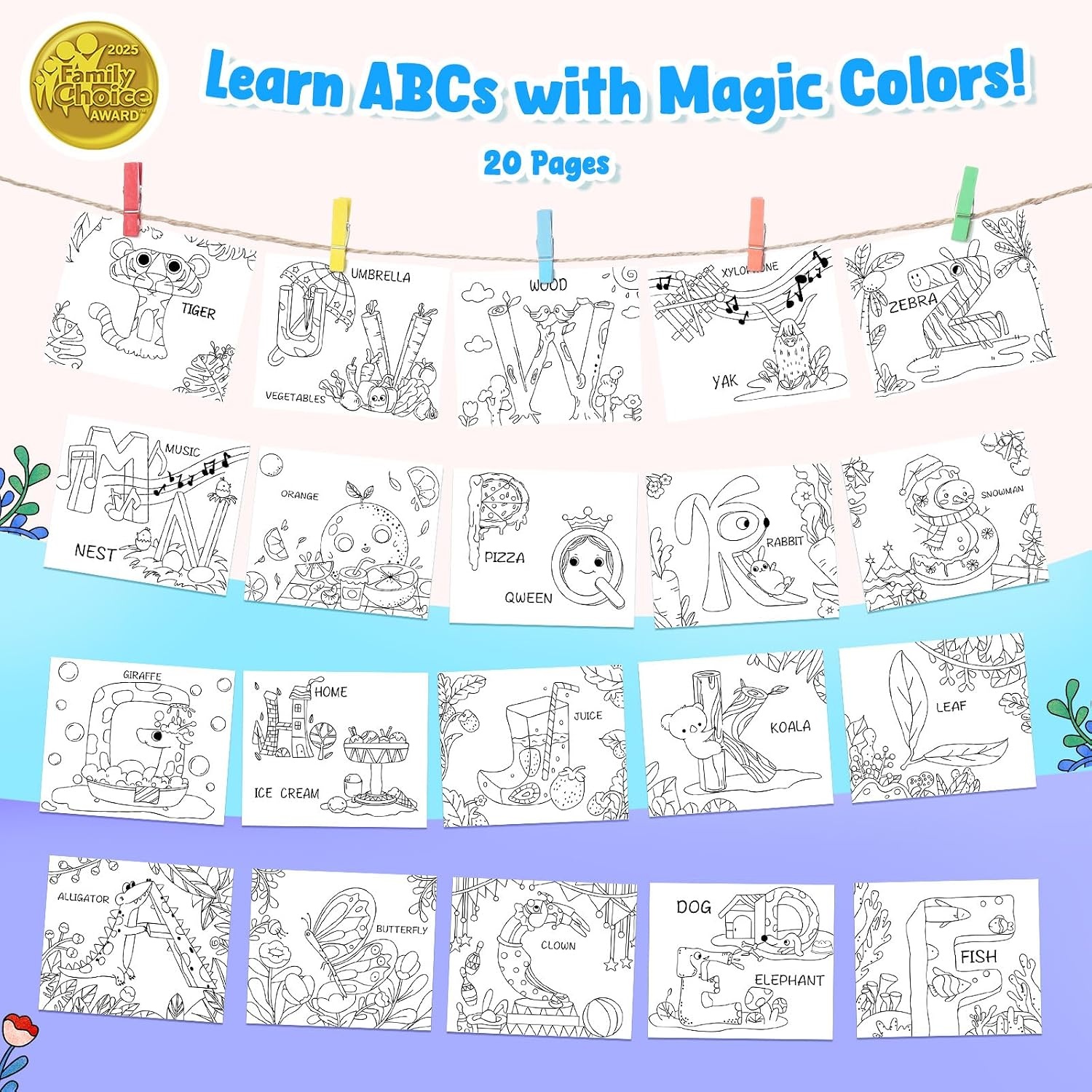 JoyCat Paint with Water Coloring Books for Toddlers (Thanksgiving)(Alphabet)