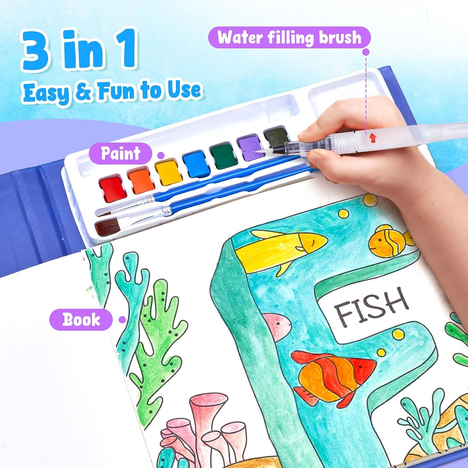 JoyCat Paint with Water Coloring Books for Toddlers (Thanksgiving)(Alphabet)