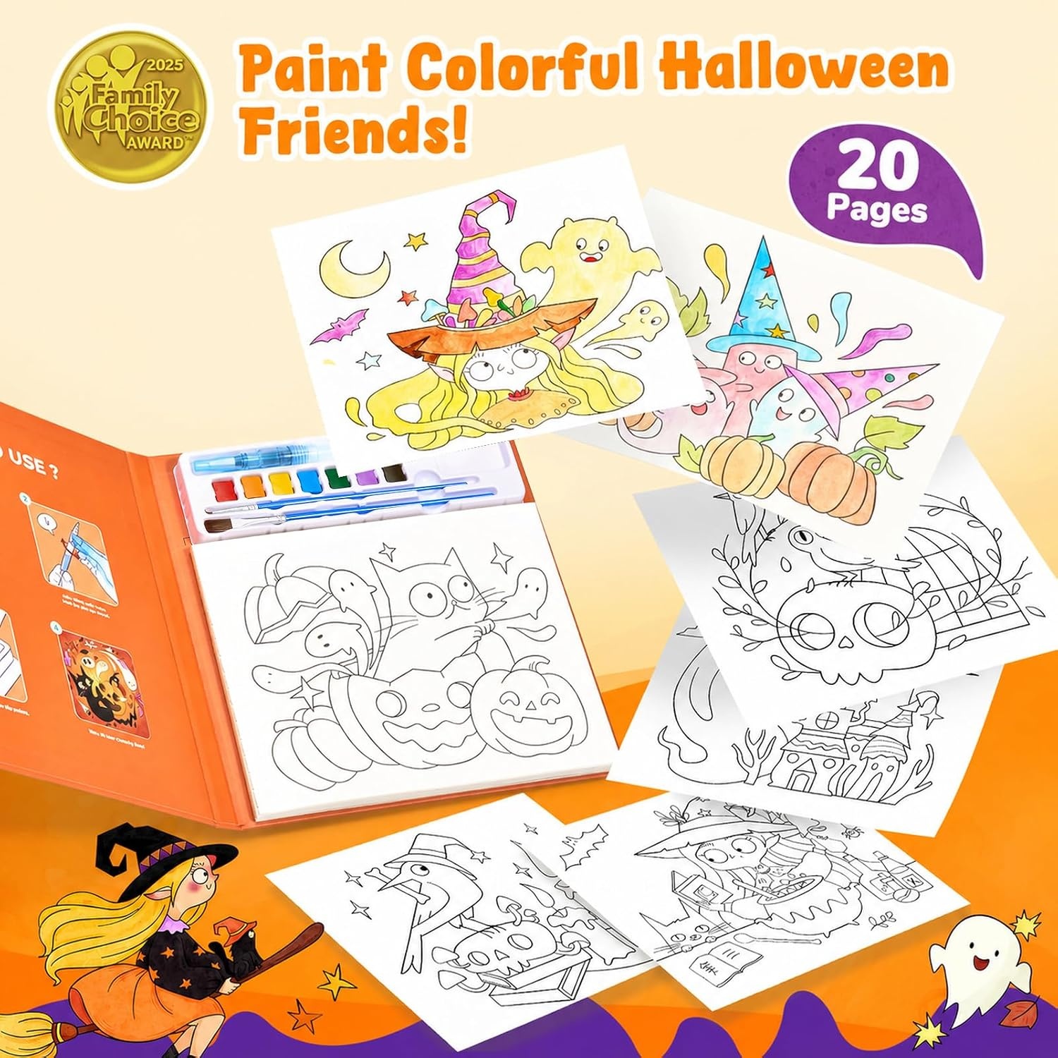 JoyCat Paint with Water Coloring Books for Toddlers (Thanksgiving)(Halloween)