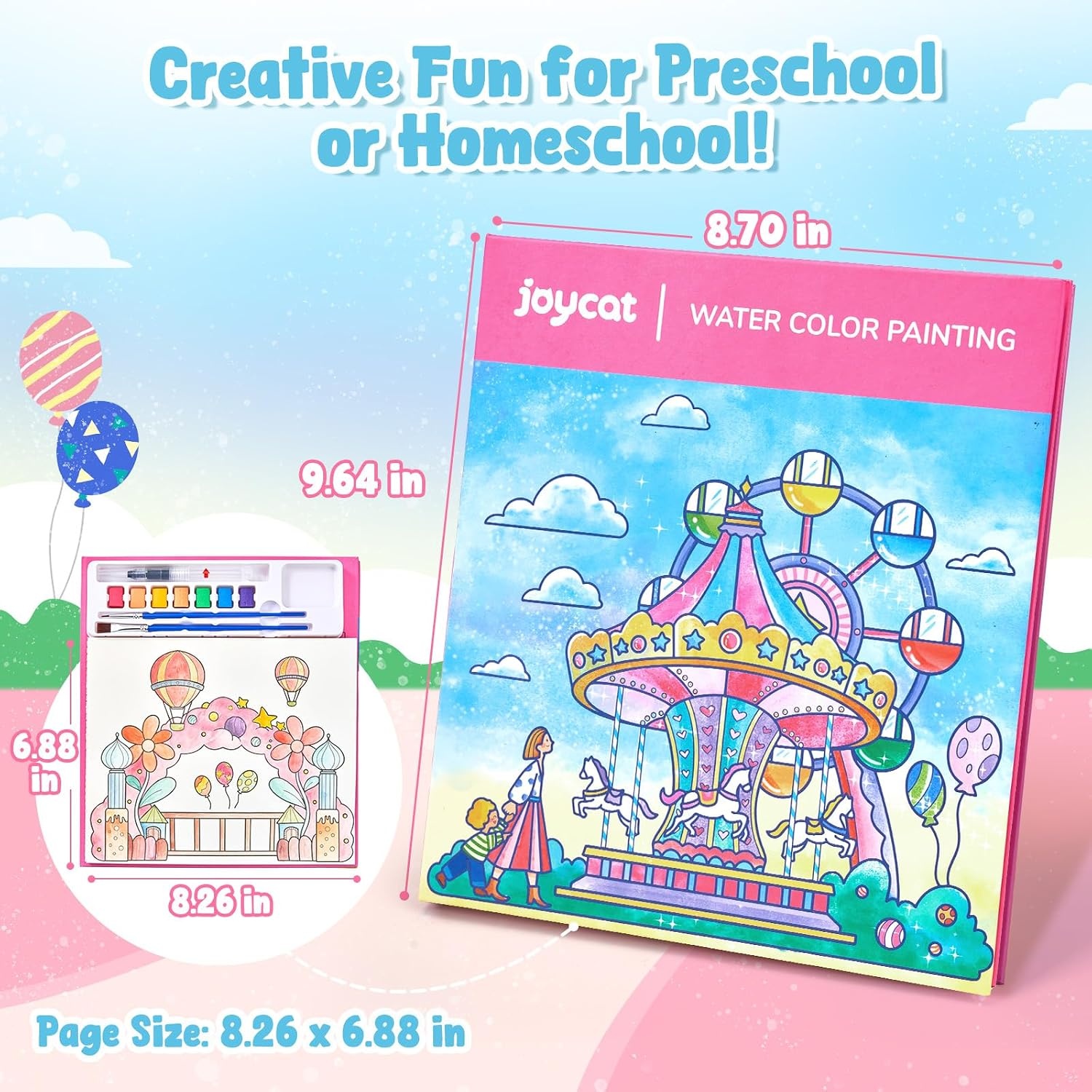 JoyCat Paint with Water Coloring Books for Toddlers (Thanksgiving)(Funfair)