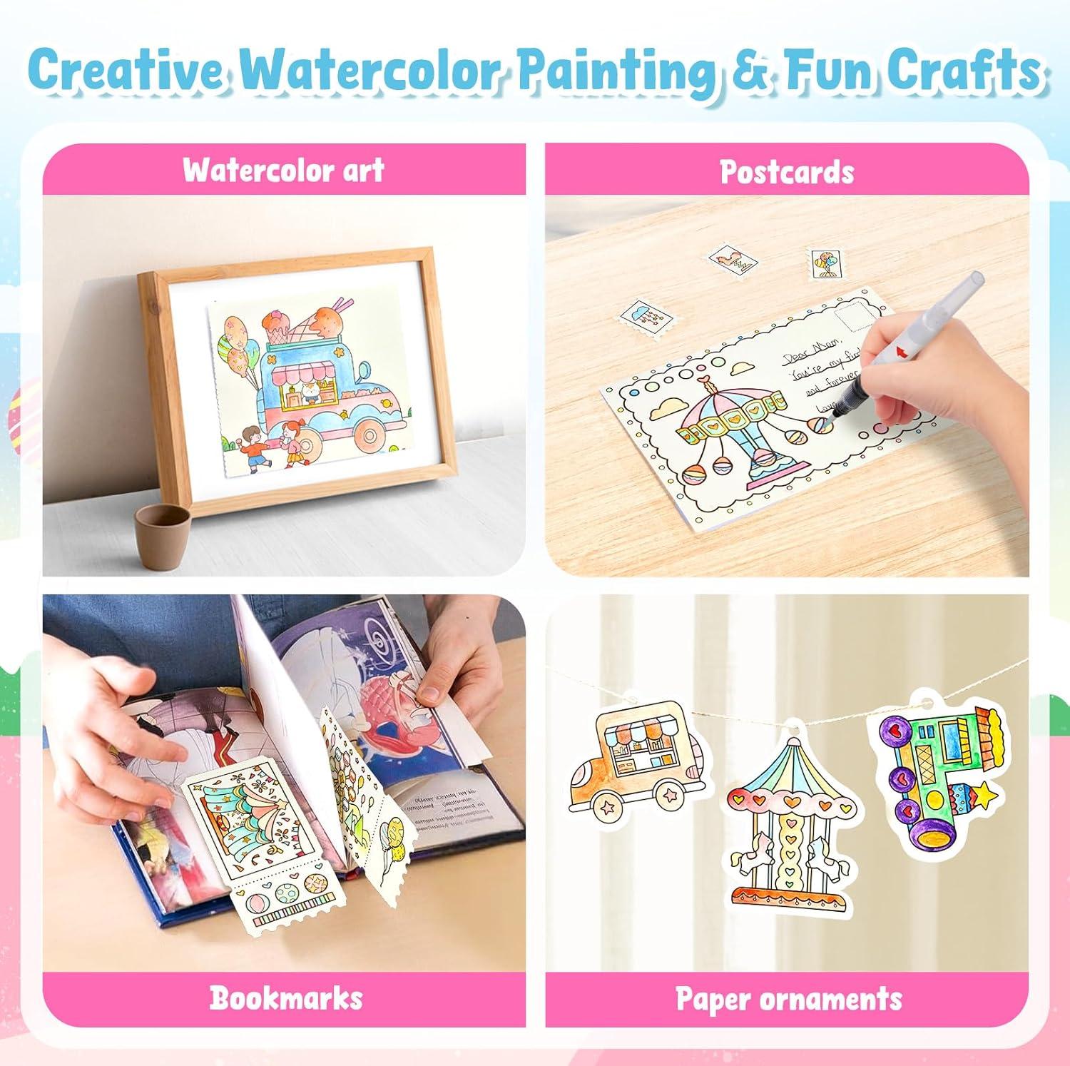 JoyCat Paint with Water Coloring Books for Toddlers, Watercolor Painting Sets for Kids Ages 3-5 4-8, Arts and Crafts Drawing Activities Toy Birthday Gift for Boys Girls (Alphabet)(Funfair)