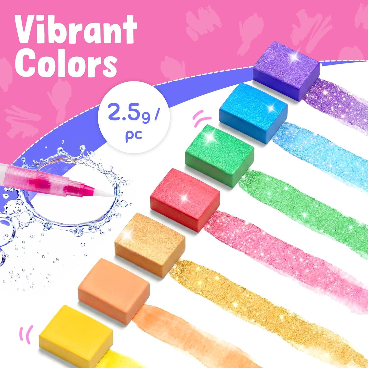 JoyCat Mix & Match Paint with Water Coloring Books, Watercolor & Sticker Activities – 150 Pcs Stickers for Kids Ages 3-8, Toddler Painting Sets Art & Craft Drawing Toy Gifts for Boys Girls (Princess)(Princess)