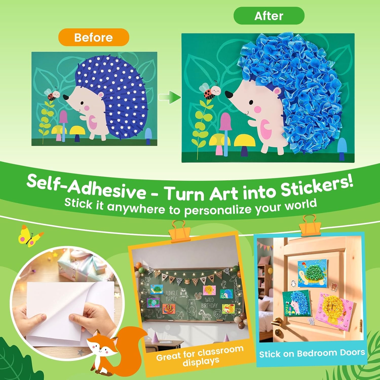 JoyCat 24 Pack DIY Poke Art Animal Party Favors for Kids – Crafts for Kids Ages 4‑8, Mess‑Free Arts & Crafts Kit, Activity Set for Birthday Goodie Bags & Classroom Prizes(Animal)