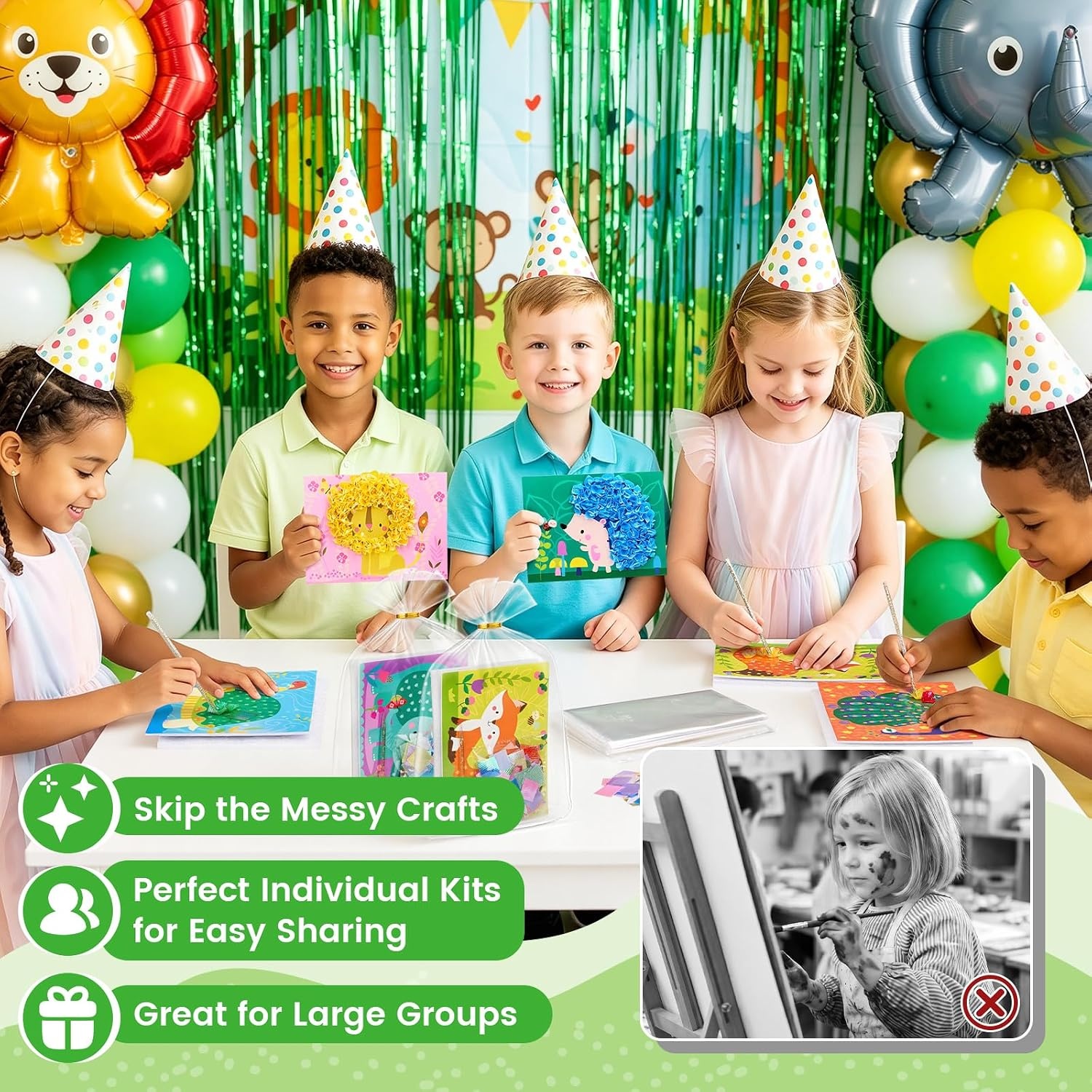 JoyCat 24 Pack DIY Poke Art Animal Party Favors for Kids – Crafts for Kids Ages 4‑8, Mess‑Free Arts & Crafts Kit, Activity Set for Birthday Goodie Bags & Classroom Prizes(Animal)