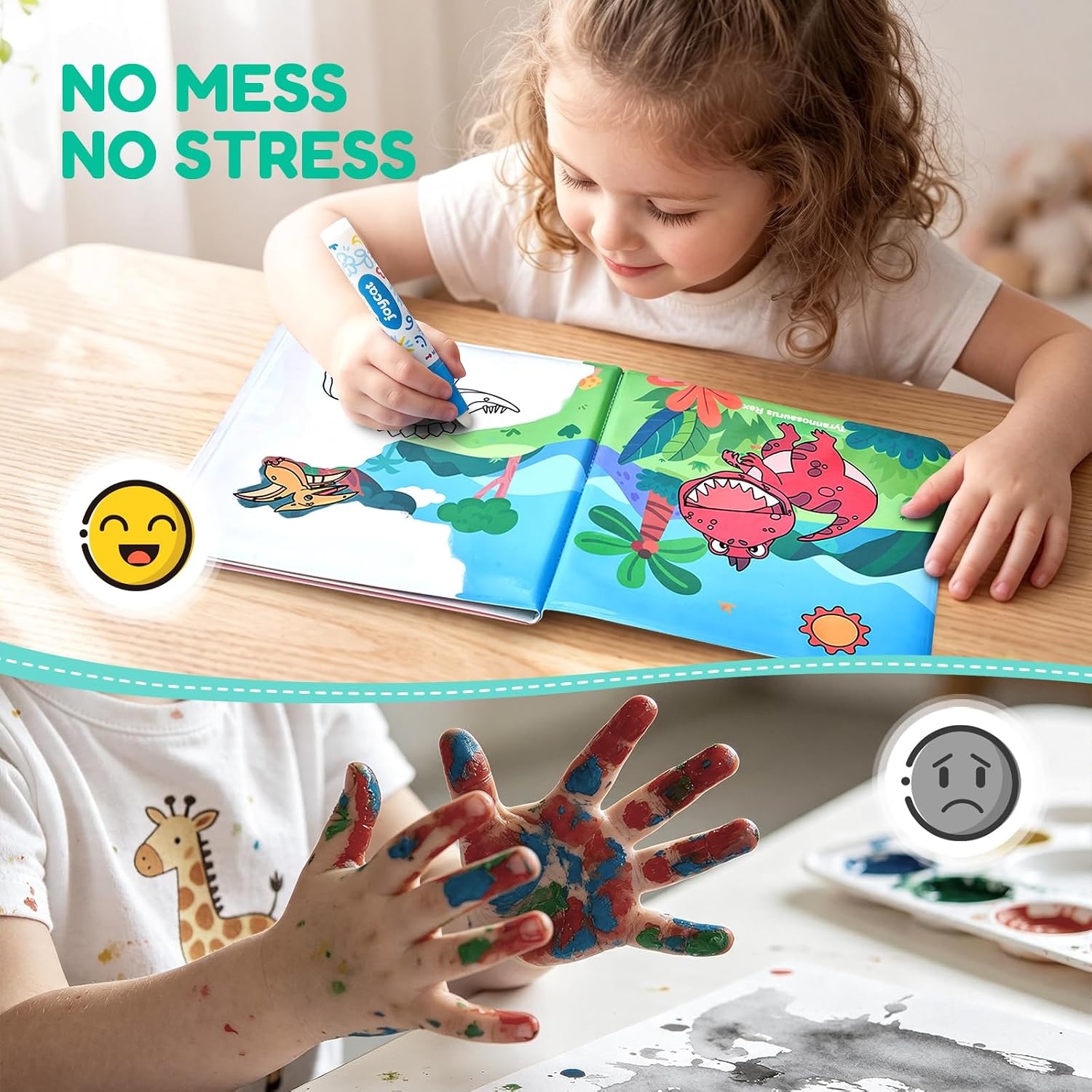 JoyCat Ocean Water Coloring Book for Toddlers with Water Pen(Dinosaur)