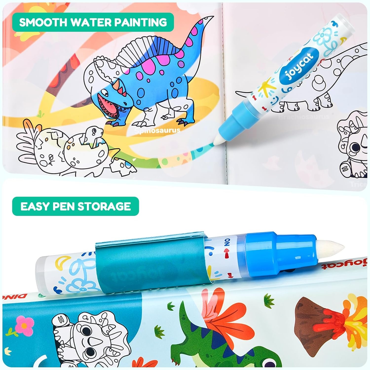 JoyCat Ocean Water Coloring Book for Toddlers with Water Pen(Dinosaur)