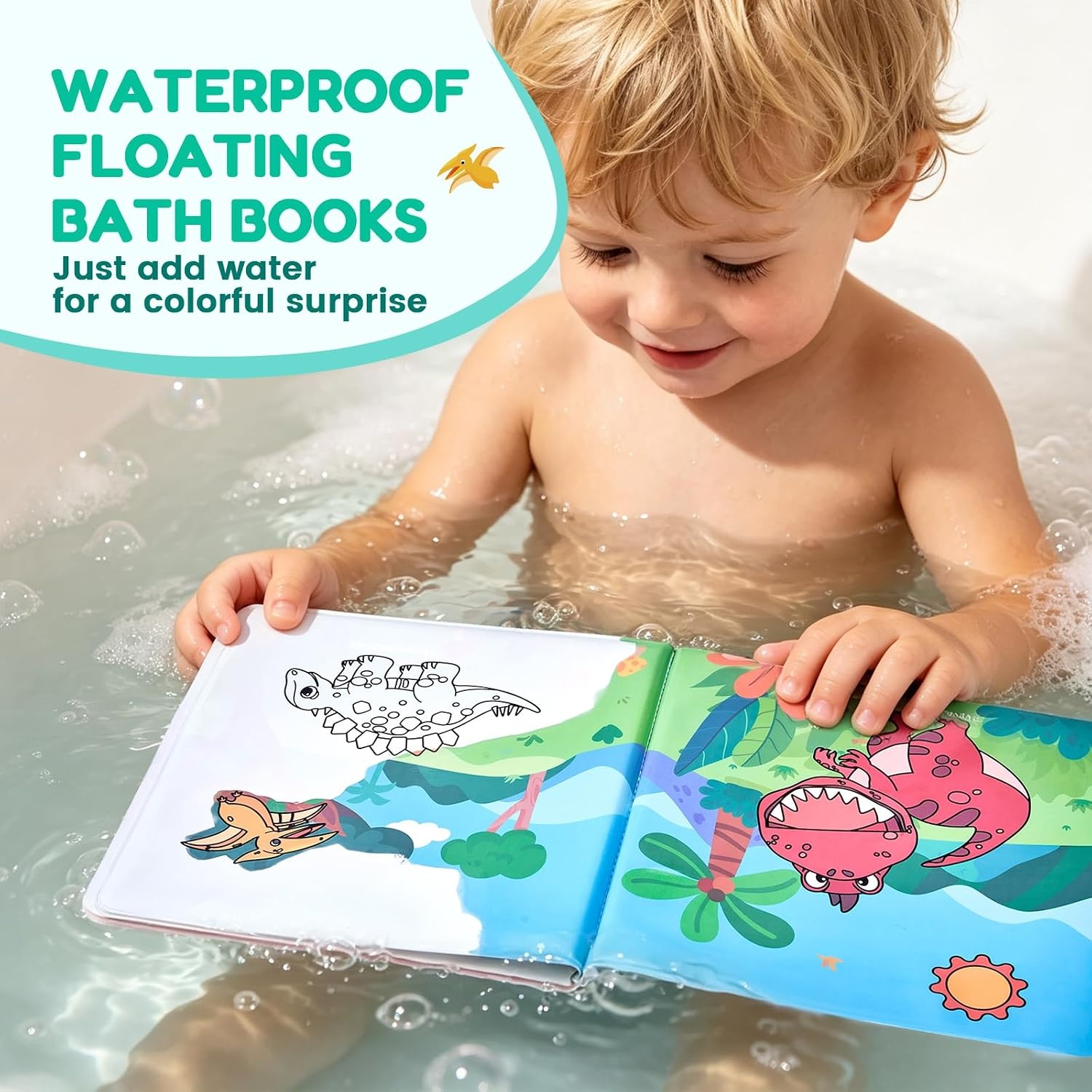JoyCat Ocean Water Coloring Book for Toddlers with Water Pen(Dinosaur)