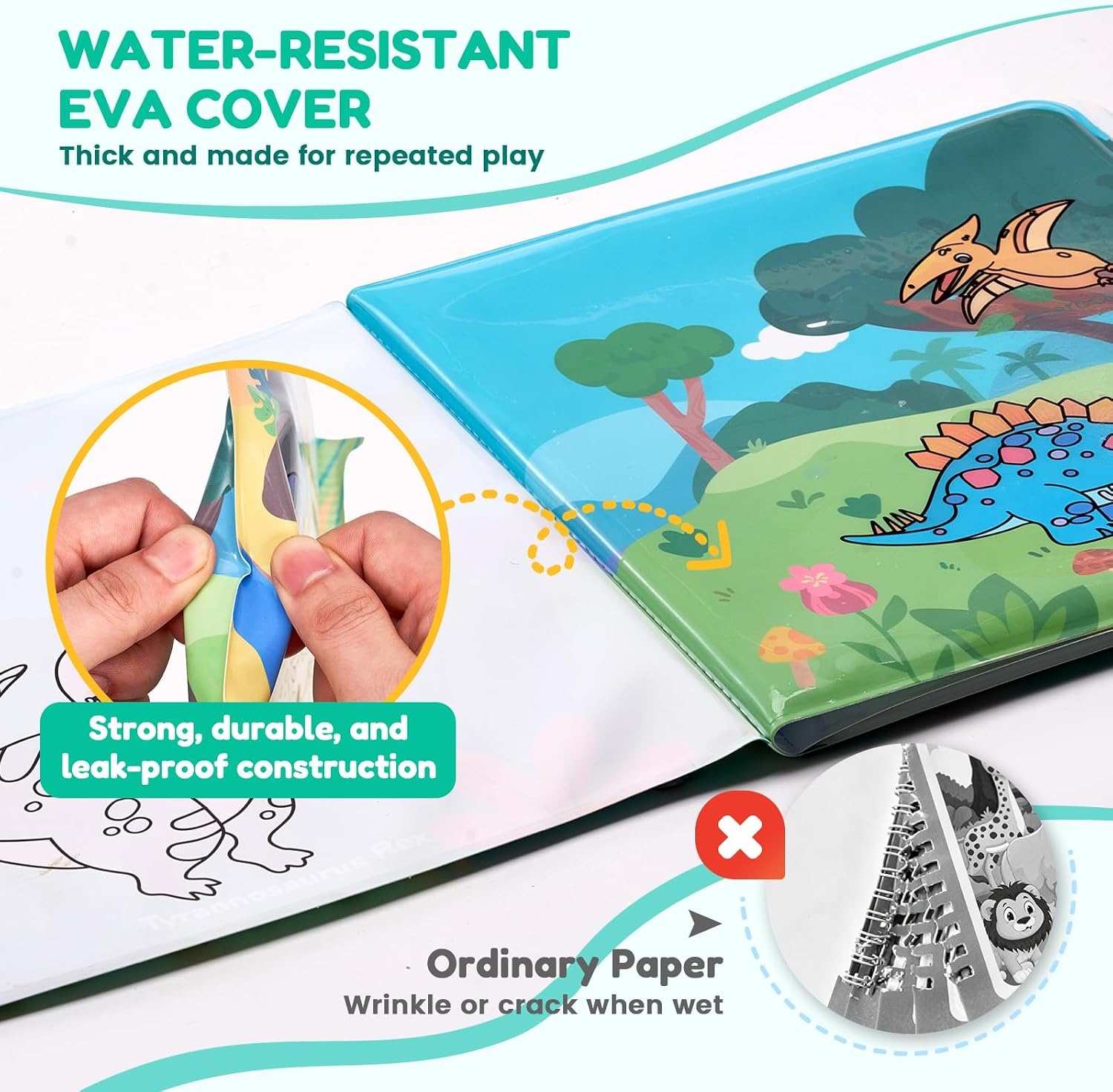 JoyCat Ocean Water Coloring Book for Toddlers with Water Pen(Dinosaur)