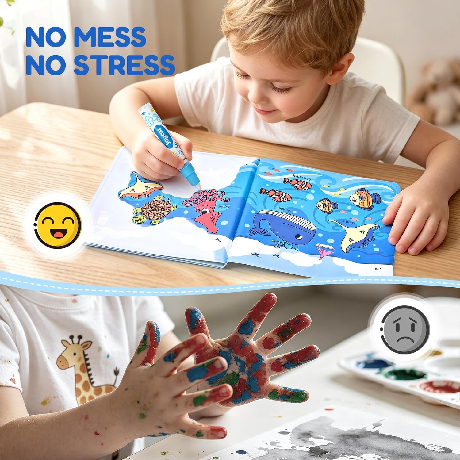 JoyCat Ocean Water Coloring Book for Toddlers with Water Pen(Ocean)