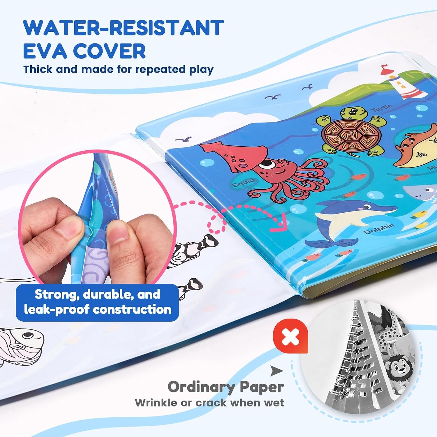 JoyCat Ocean Water Coloring Book for Toddlers with Water Pen(Ocean)