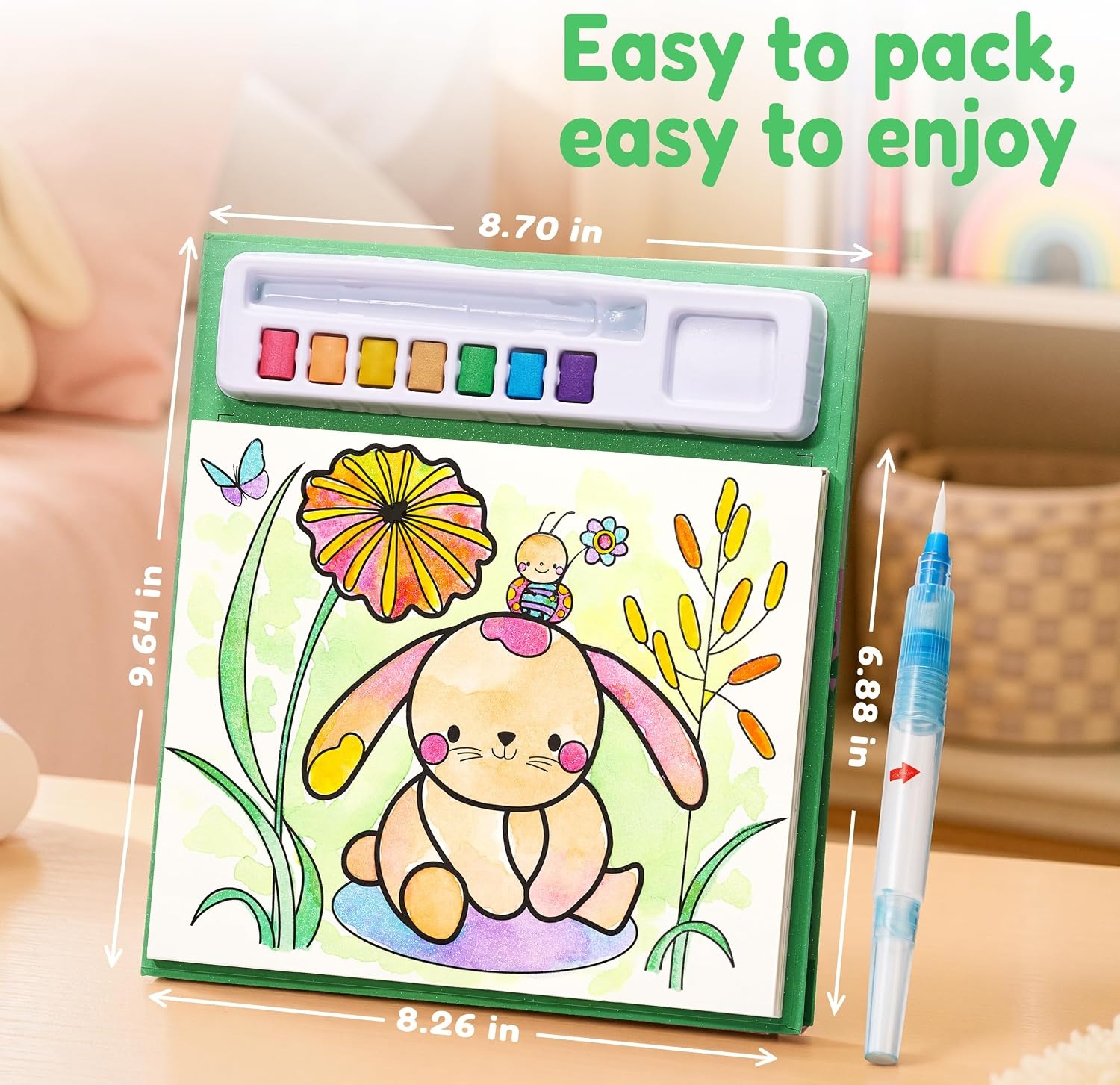 JoyCat Paint with Water Coloring Books & Creative Sticker (Animals) | Watercolor & Sticker Activity – 200 Pcs Stickers for Kids, Toddler Painting Set, Art & Craft Travel Toy Gifts for Boys Girls(Animals)