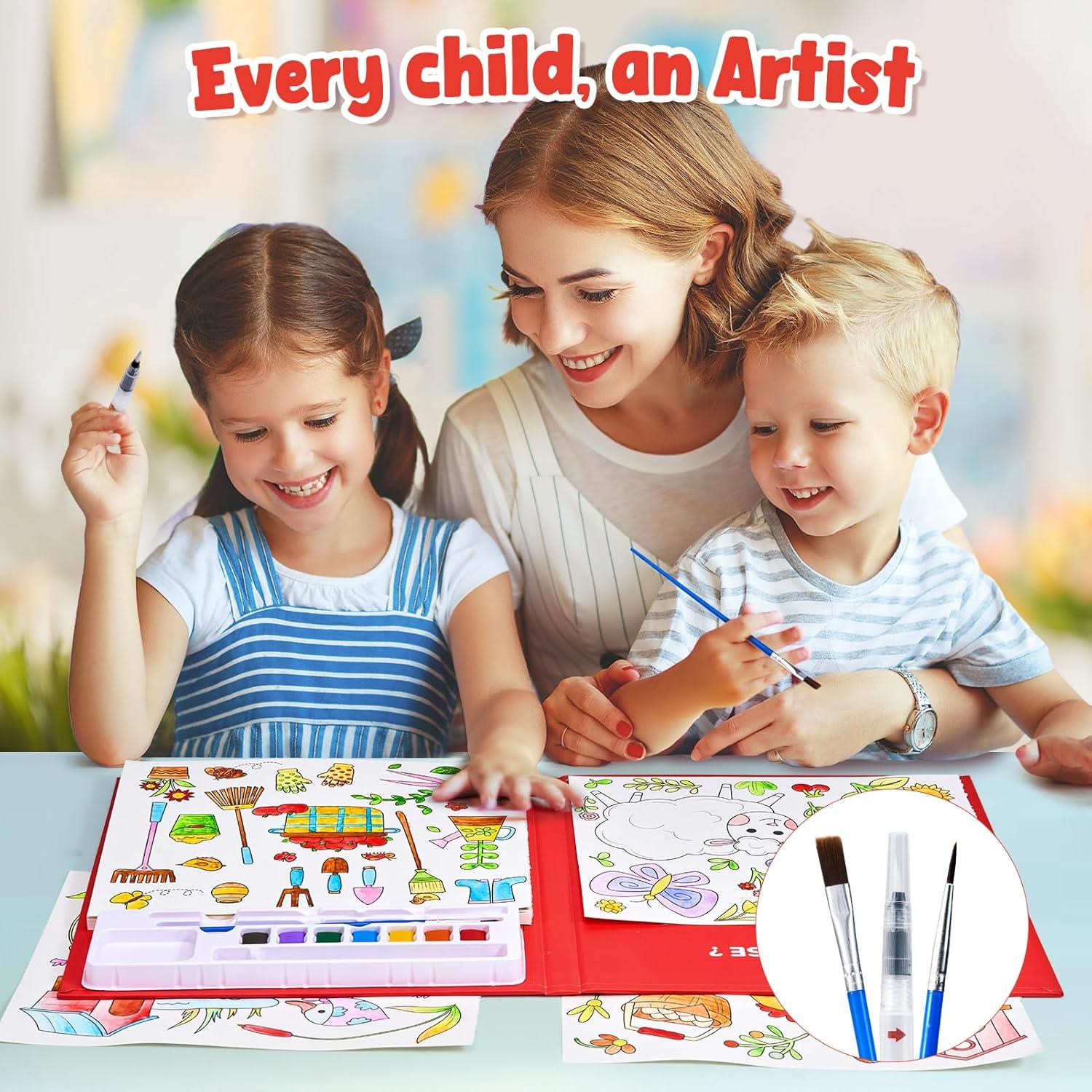 JoyCat Paint with Water Coloring Books for Toddlers, Watercolor Painting Sets for Kids Ages 3-5 4-8, Arts and Crafts Drawing Activities Toy Birthday Gift for Boys Girls (Alphabet)(Farm)