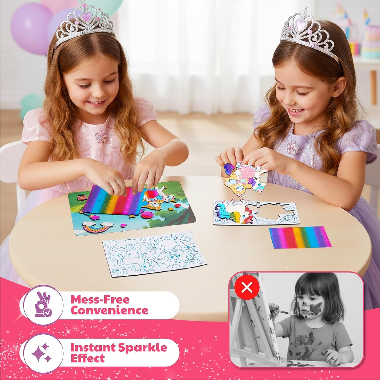 JoyCat 24 Pack Mermaid Dot Art +Unicorn Foil Art Party Favors, Mess-Free Dot Sticker Activity Set with 4800+ Stickers & Goodie Bags, Classroom Prizes, Goodie Bag Stuffers, Mermaid Toys for Ages 3-8