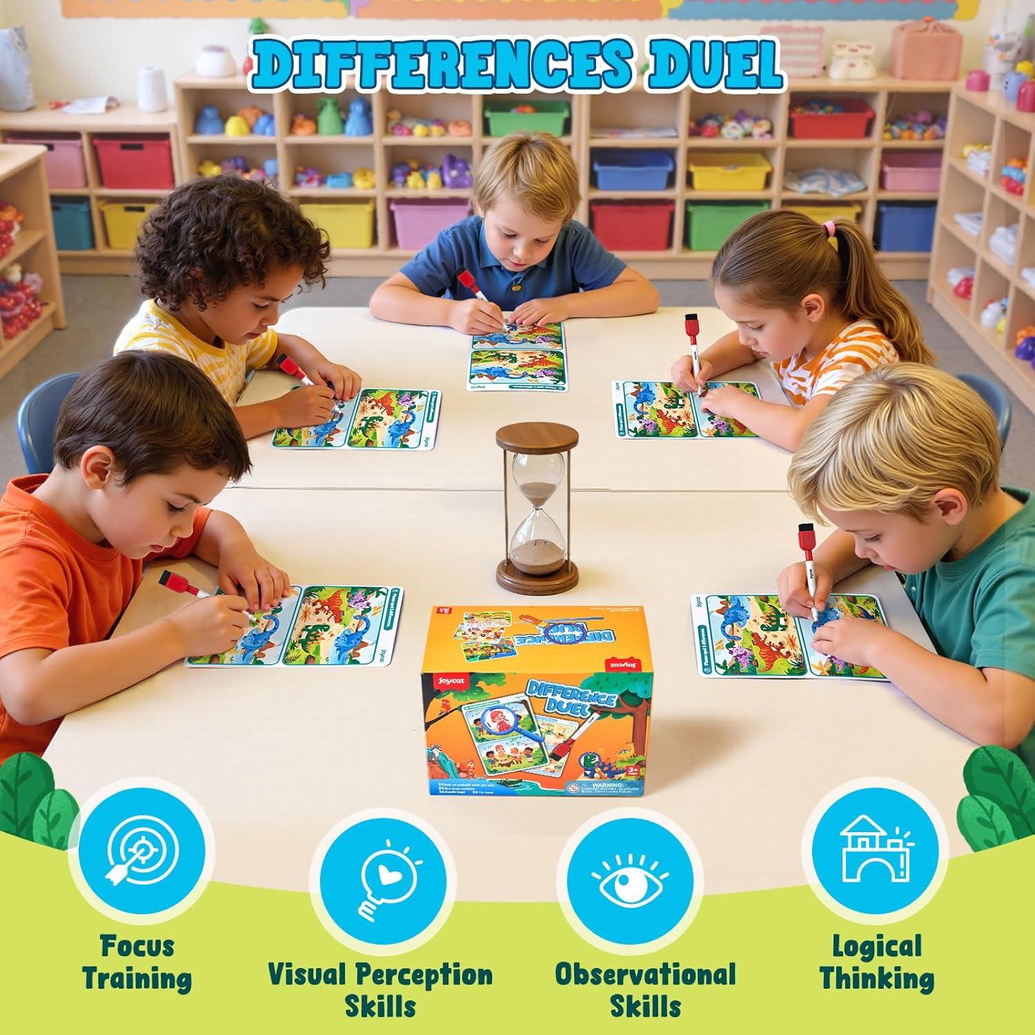 JoyCat 24 Pack Spot the Difference Game Cards, 24 Pack Animal Dot Art Sticker Craft Kits, Bulk Party Favors for Kids, Classroom Prizes Rewards, Goodie Bag Stuffers, Birthday Gift Set for Boys Girls