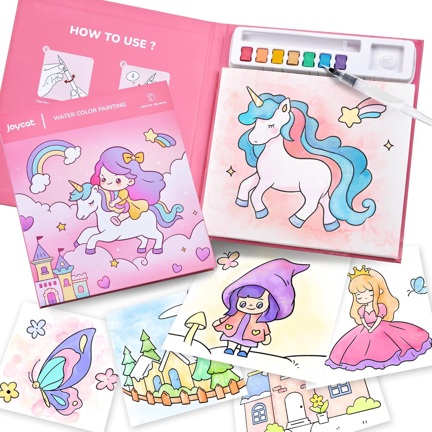 JoyCat Paint with Water Coloring Books for Toddlers, Watercolor Painting Sets for Kids Ages 3-5 4-8, Arts and Crafts Drawing Activities Toy Birthday Gift for Boys Girls (Alphabet)(Magical Pony)