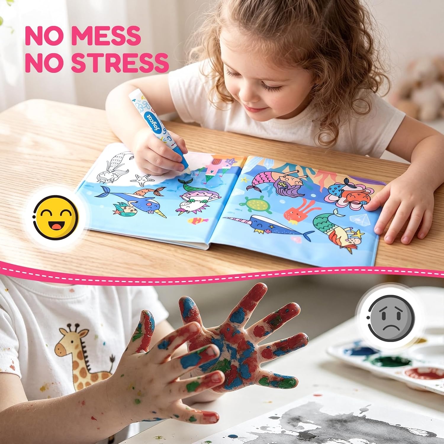 JoyCat Ocean Water Coloring Book for Toddlers with Water Pen(Unicorn)