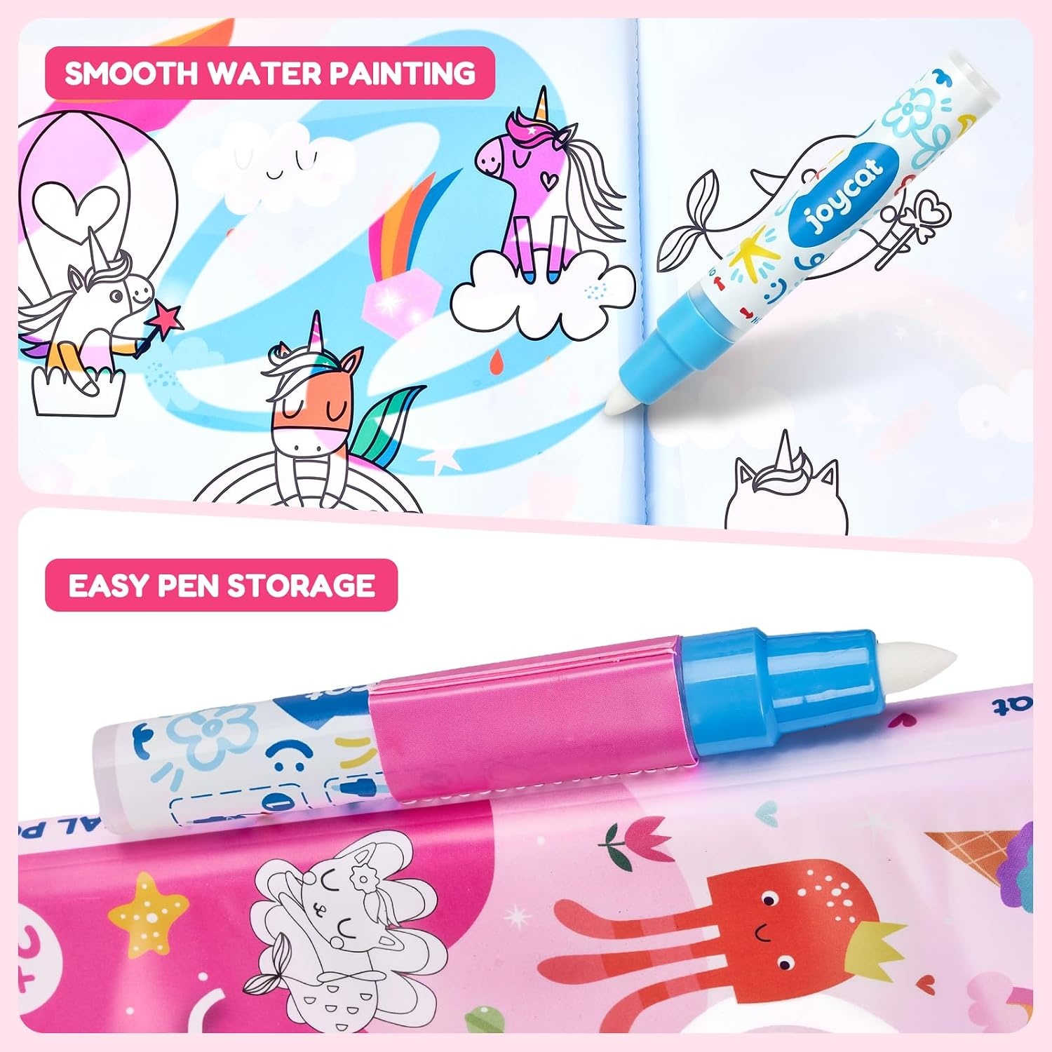 JoyCat Ocean Water Coloring Book for Toddlers with Water Pen(Unicorn)