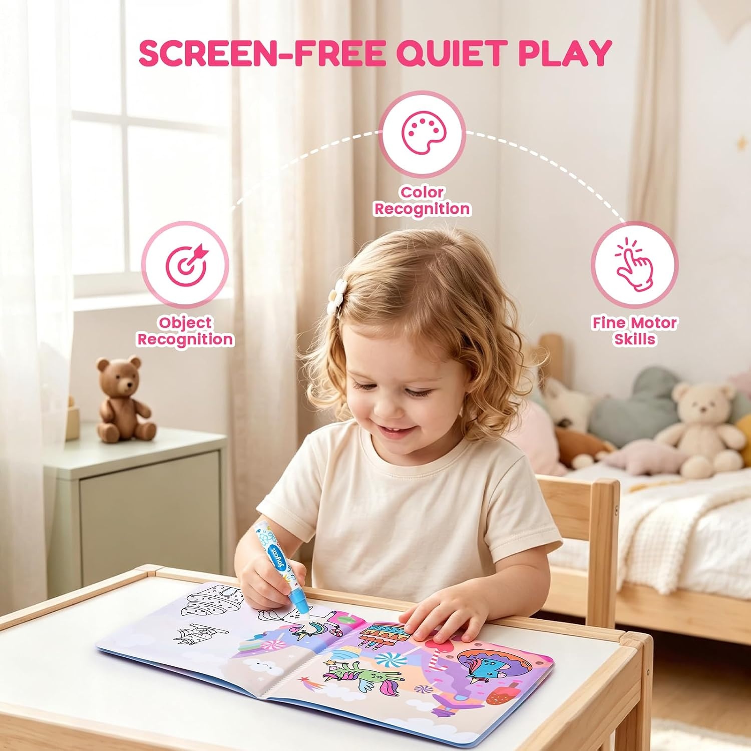 JoyCat Ocean Water Coloring Book for Toddlers with Water Pen(Unicorn)