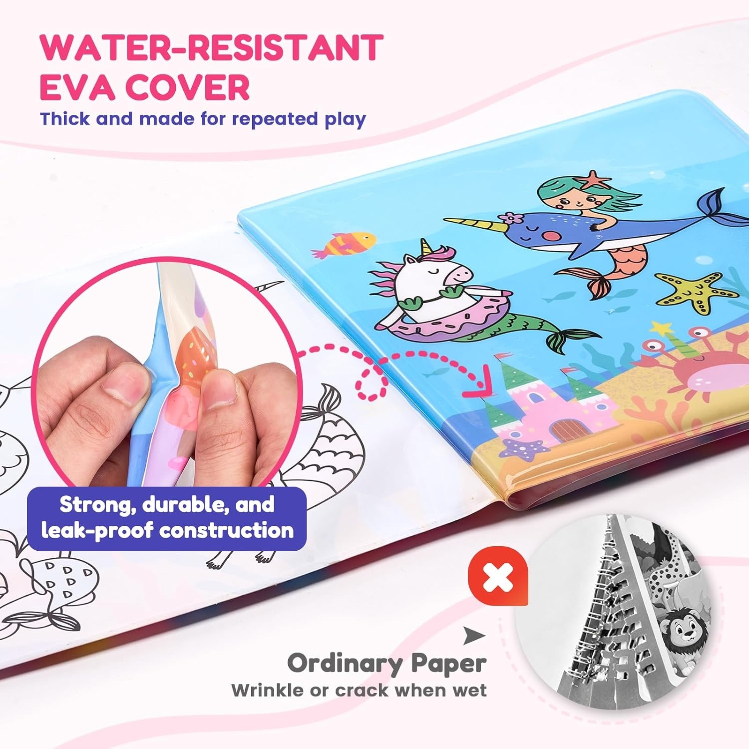 JoyCat Ocean Water Coloring Book for Toddlers with Water Pen(Unicorn)