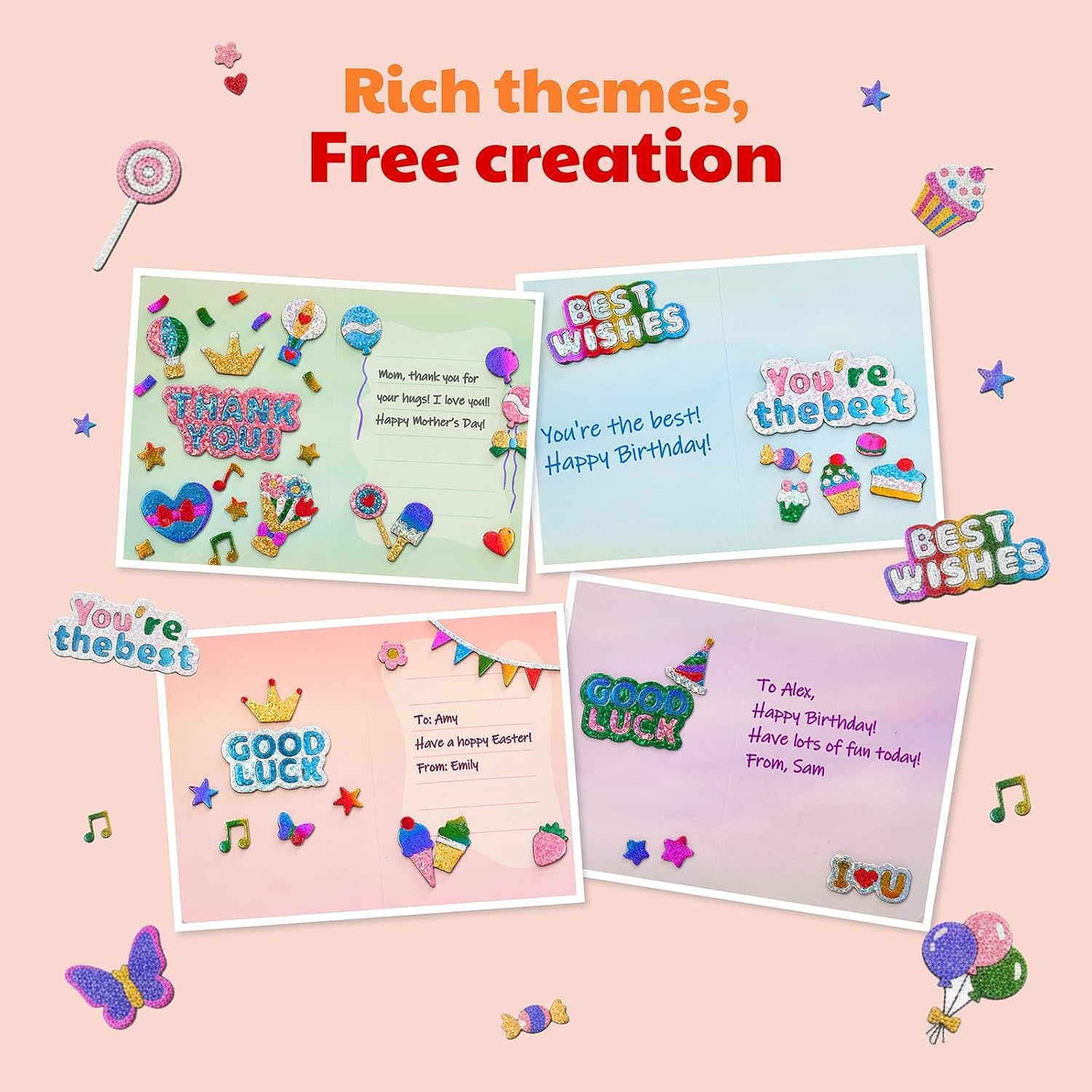 JoyCat 24 Pack Dinosaur Foil Art Party Favors, Craft Kits for Kids Ages 4-9(Greeting Cards)