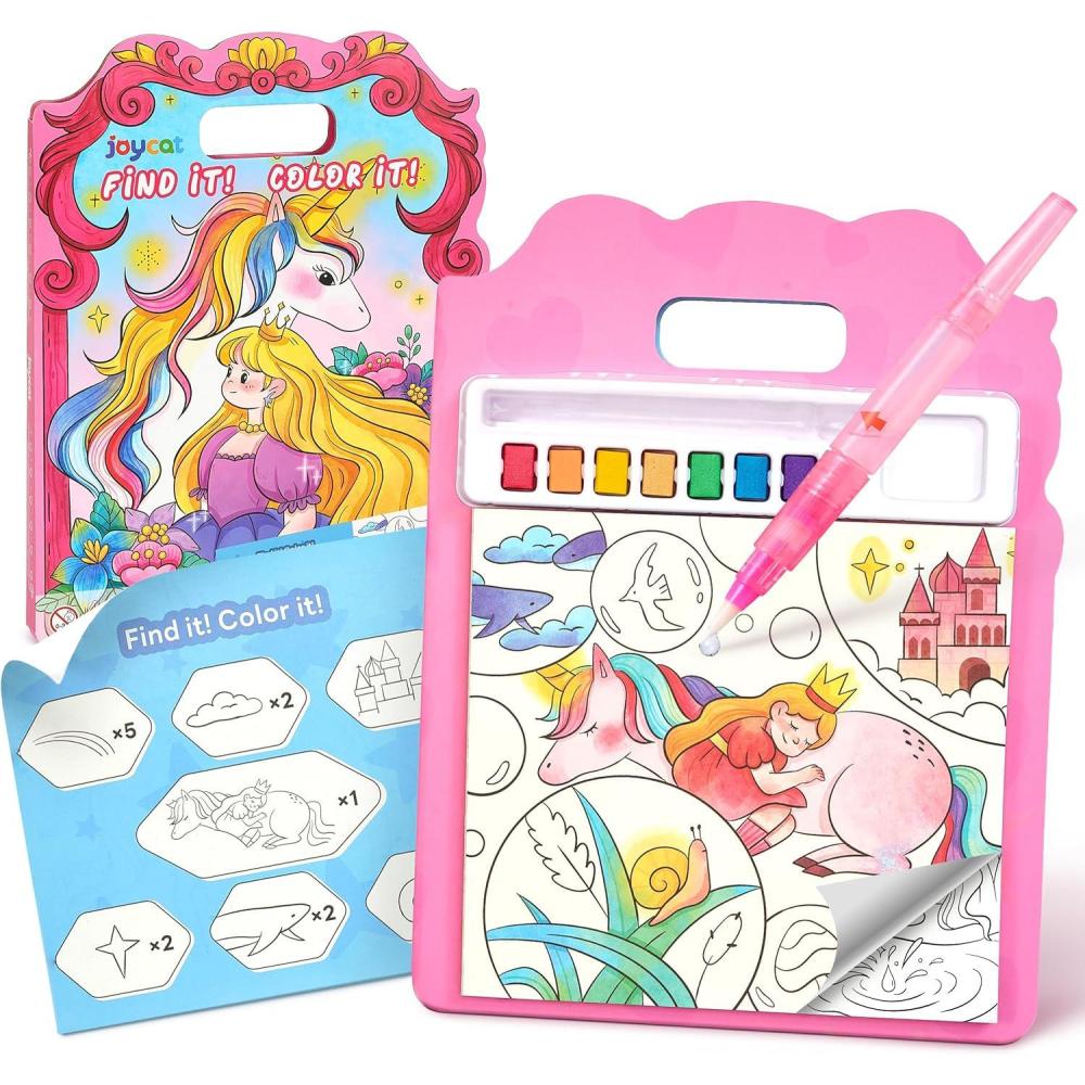 JoyCat Find & Color Paint with Water Coloring Books for Toddlers, Educational Seek and Find, No Mess Art & Craft Toy, Fun Learning Activity for Kids Ages 3-5 4-8, Gift for Girls Boys (Fashion Dress-up)(Magical Pony)