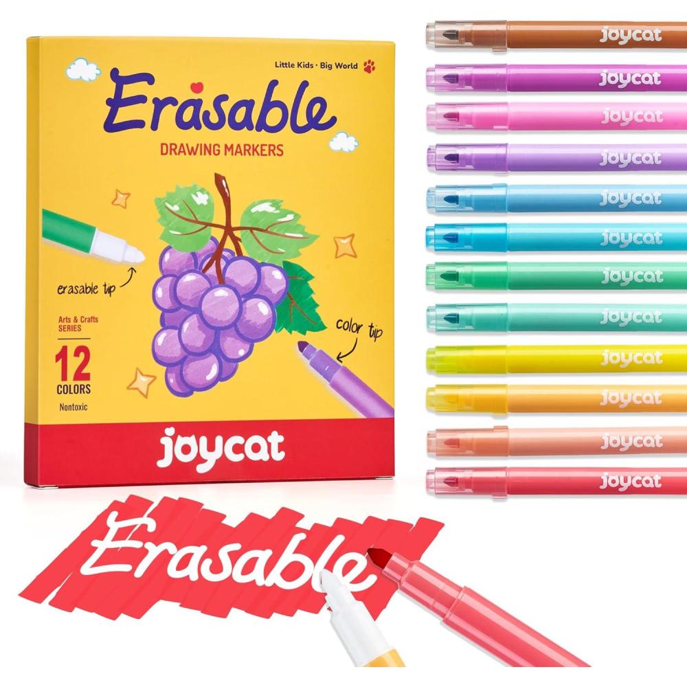 JoyCat 10 Color Changing Highlighter Pens,Dual Tip Magic Markers,Assorted Fluorescent Colors for Art Journaling,Note Taking&School Office Journaling Supplies,No Bleed,Ideal gift&marker for Kids&Adult(Magic Erasable markers)
