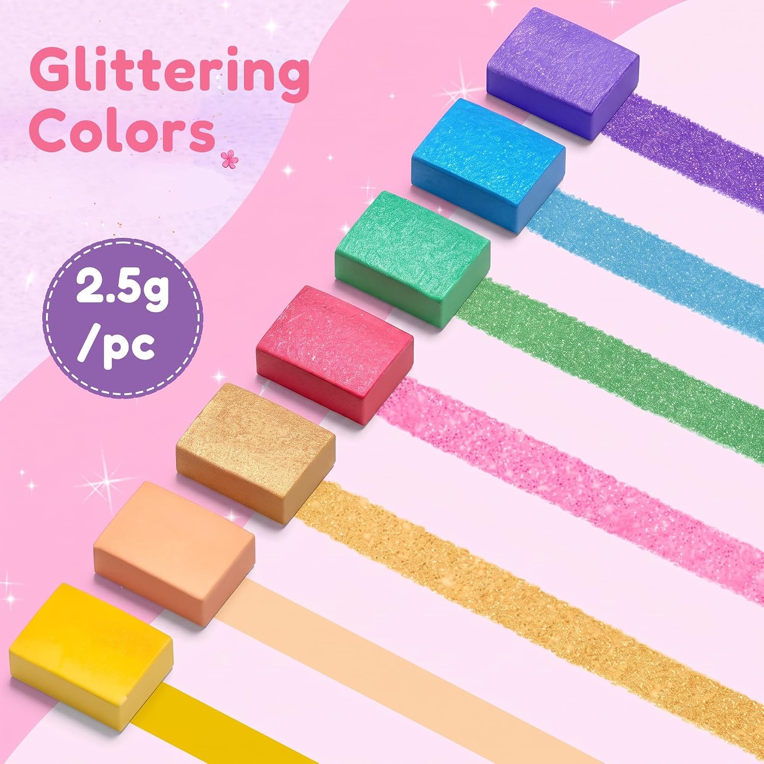 JoyCat Glitter-Lined Paint with Water Coloring Book for Kids (Glow Girls)(Pink)