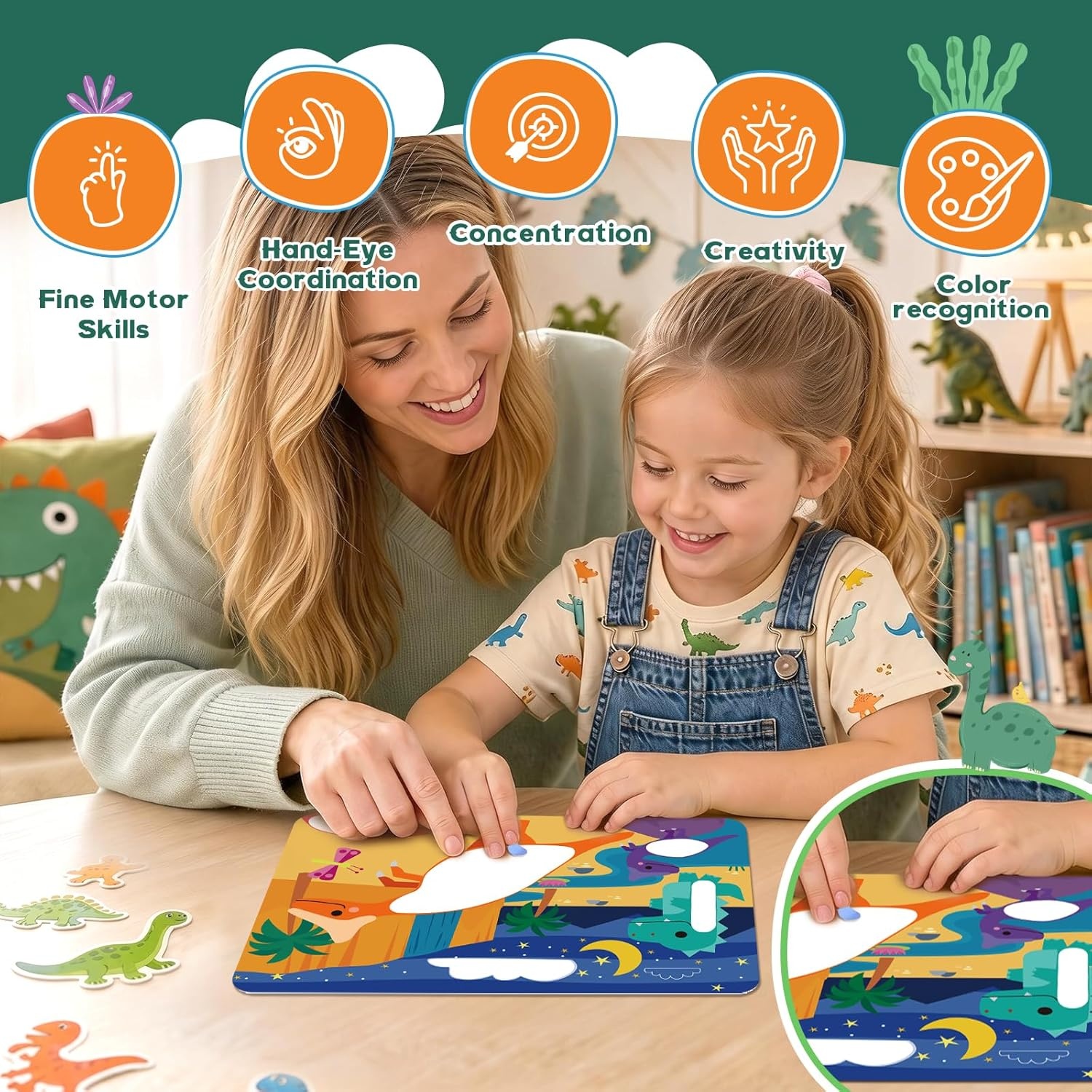 JoyCat 24 Pack Dinosaur + Animal Dot Art Craft Kits for Kids Party Favors, Mess-Free Dot Sticker Activity Set with 4800+ Stickers & Goodie Bags, Classroom Prizes, Goodie Bag Stuffers for Ages 3-8