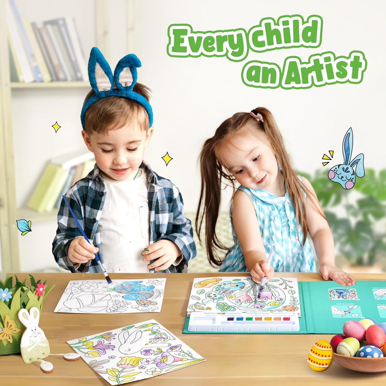 JoyCat Paint with Water Coloring Books for Toddlers, Watercolor Painting Sets for Kids Ages 3-5 4-8, Arts and Crafts Drawing Activities Toy Birthday Gift for Boys Girls (Alphabet)(Easter)