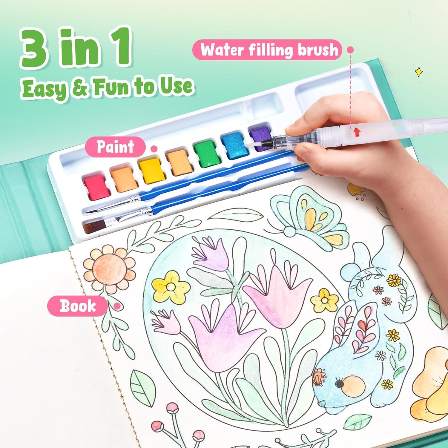 JoyCat Paint with Water Coloring Books for Toddlers, Watercolor Painting Sets for Kids Ages 3-5 4-8, Arts and Crafts Drawing Activities Toy Birthday Gift for Boys Girls (Alphabet)(Easter)
