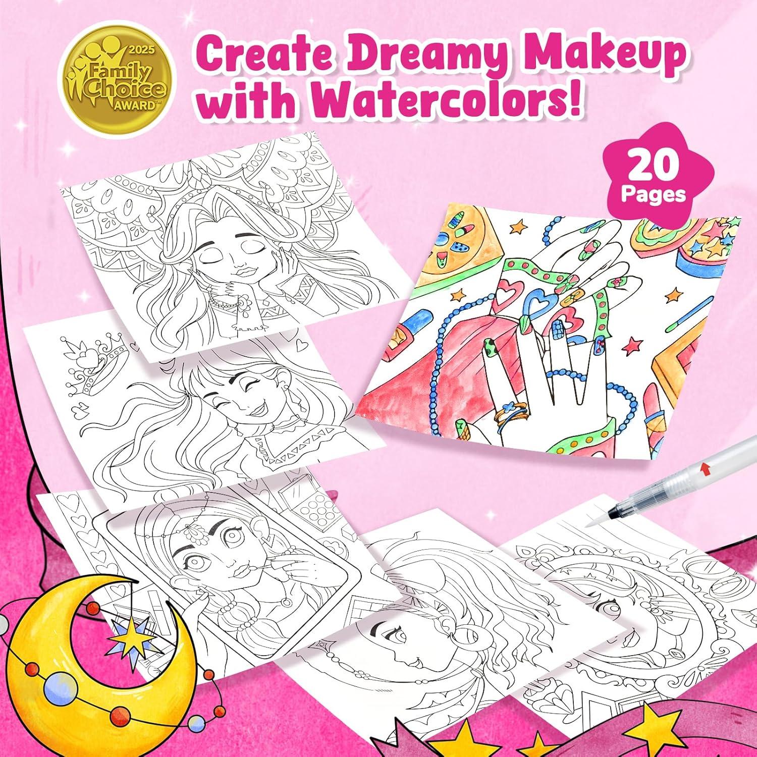JoyCat Paint with Water Coloring Books for Toddlers, Watercolor Painting Sets for Kids Ages 3-5 4-8, Arts and Crafts Drawing Activities Toy Birthday Gift for Boys Girls (Alphabet)(Makeup & Manicures)