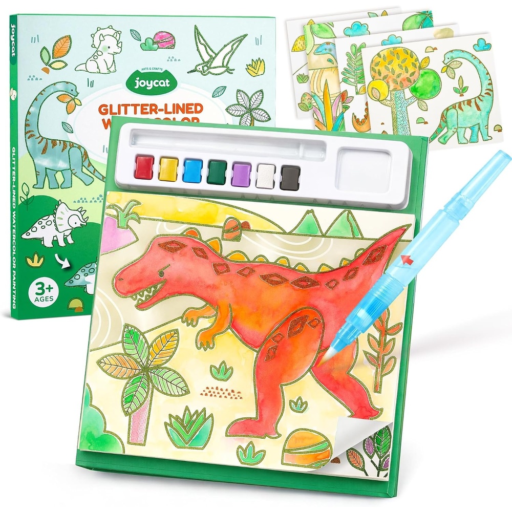 JoyCat Glitter-Lined Paint with Water Coloring Book for Kids (Glow Girls)(Green)